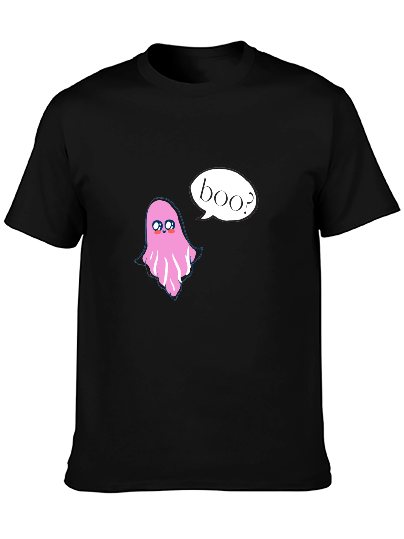 Cute Ghost Boo Halloween Black T-Shirt