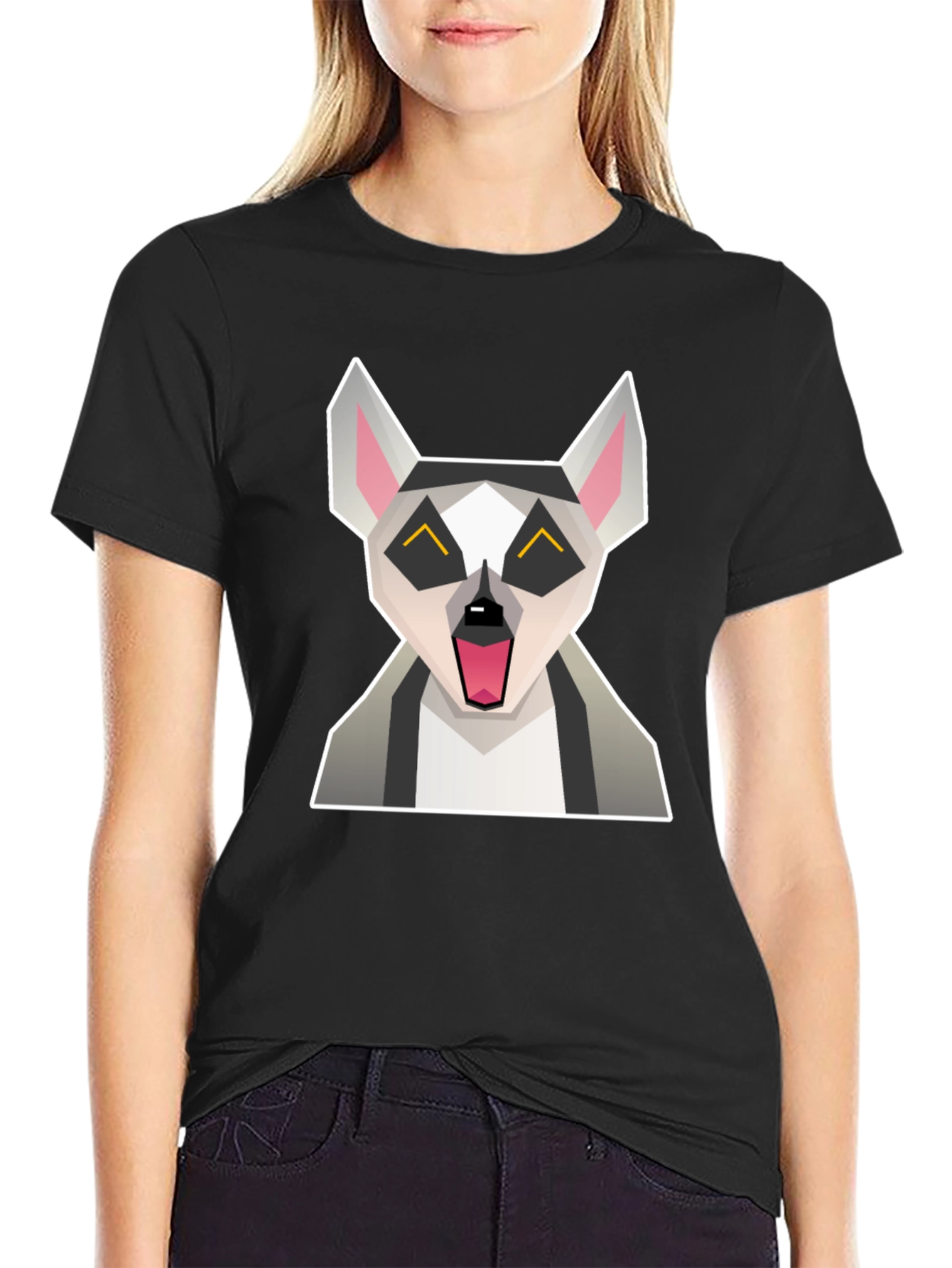 Geometric Lemur Graphic Tee - Quirky Black T-Shirt