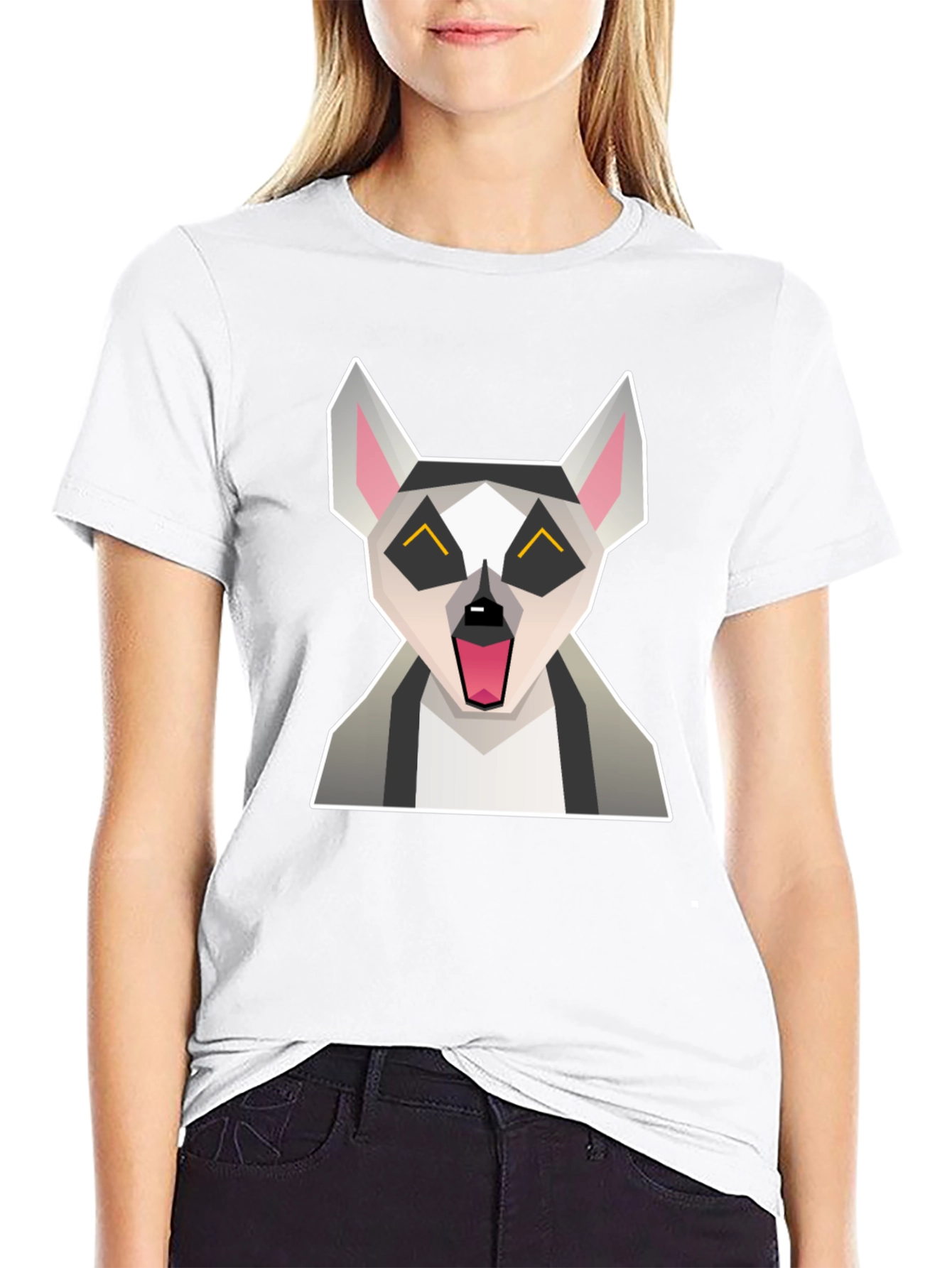 Geometric Lemur Graphic Tee - Quirky Black T-Shirt