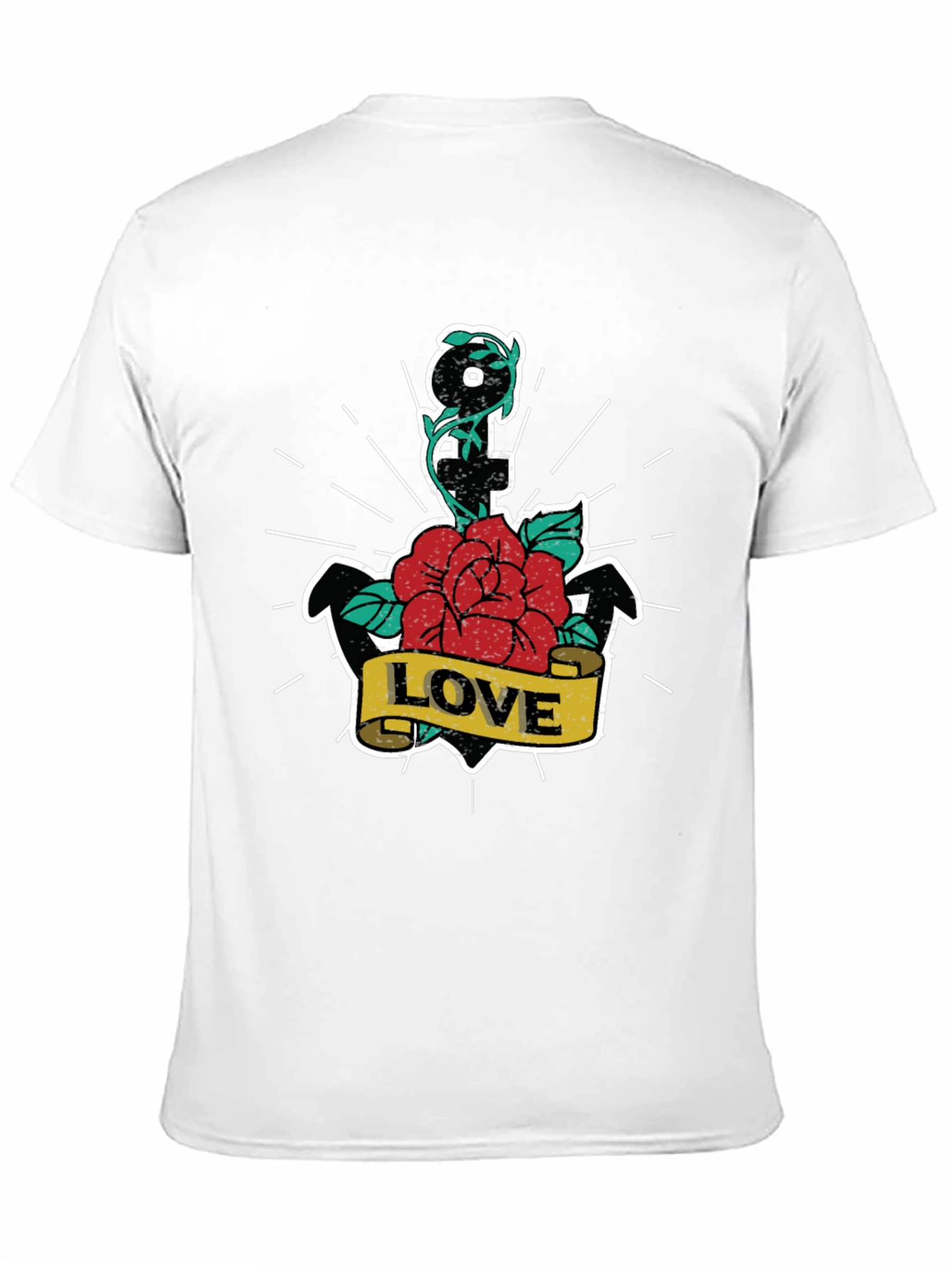 Anchor Rose Love T-Shirt - Classic Tattoo Style