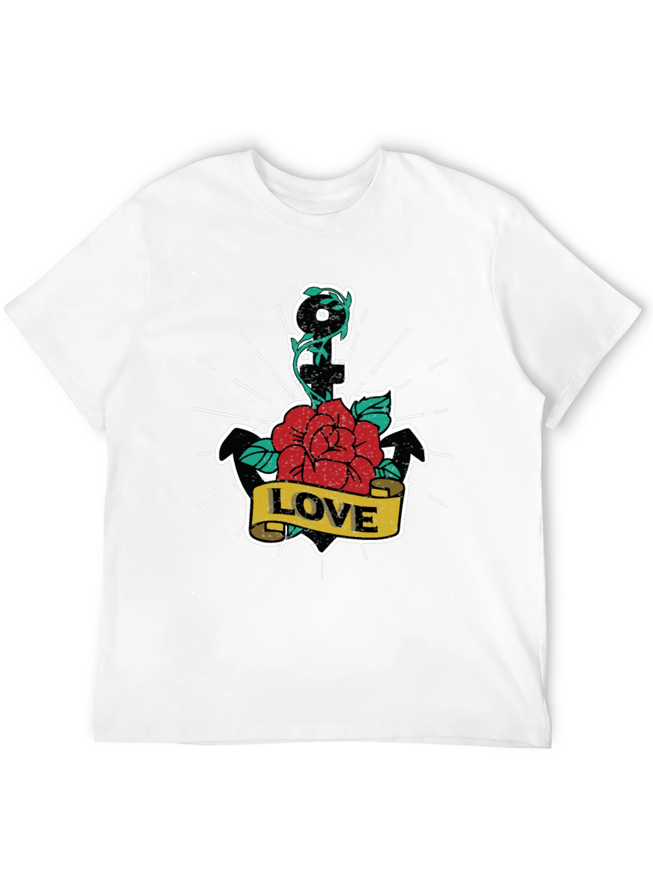 Anchor Rose Love T-Shirt - Classic Tattoo Style