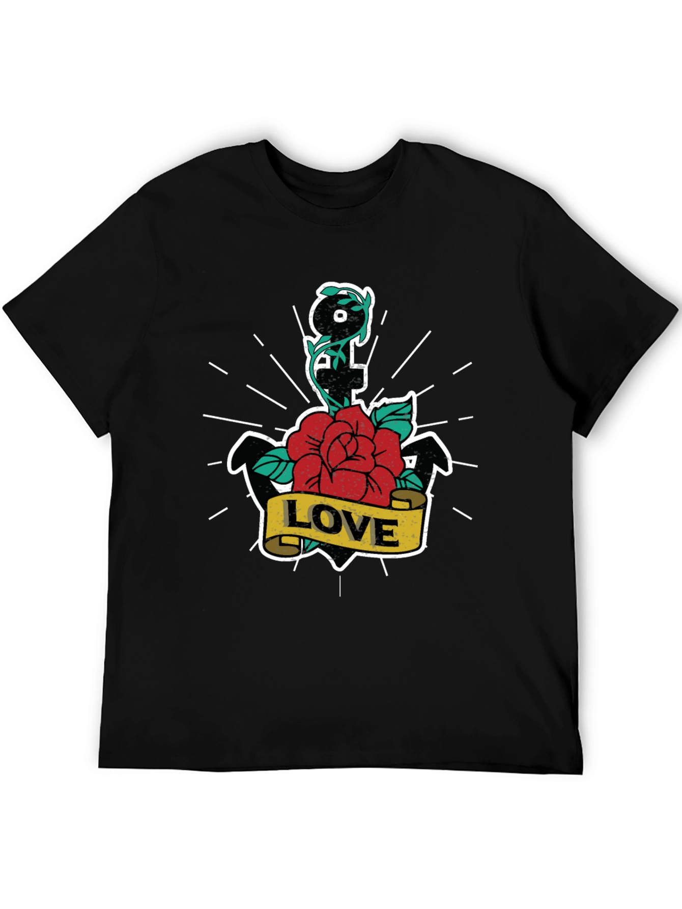 Anchor Rose Love T-Shirt - Classic Tattoo Style