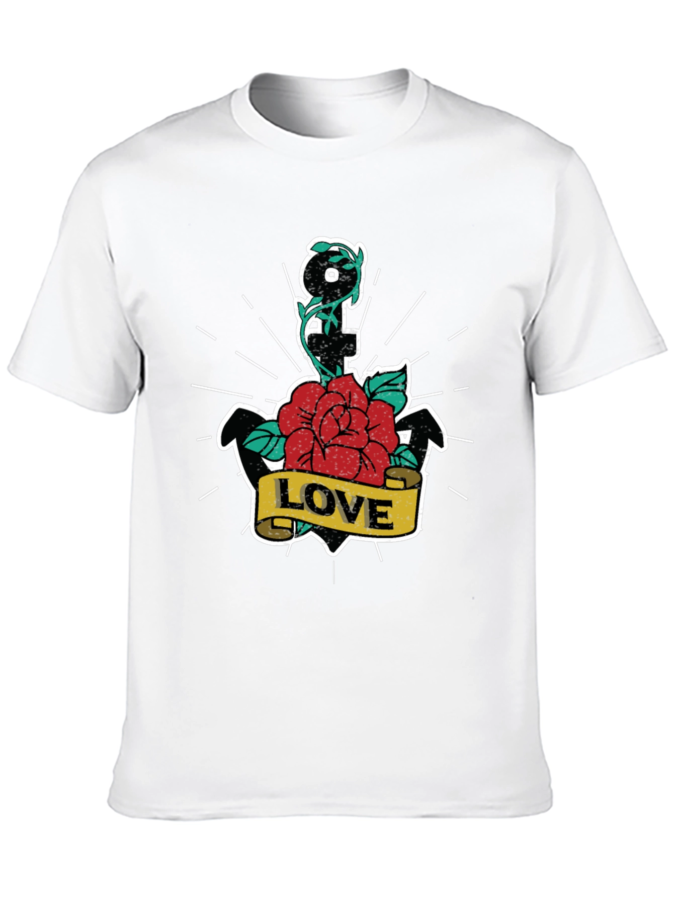 Anchor Rose Love T-Shirt - Classic Tattoo Style