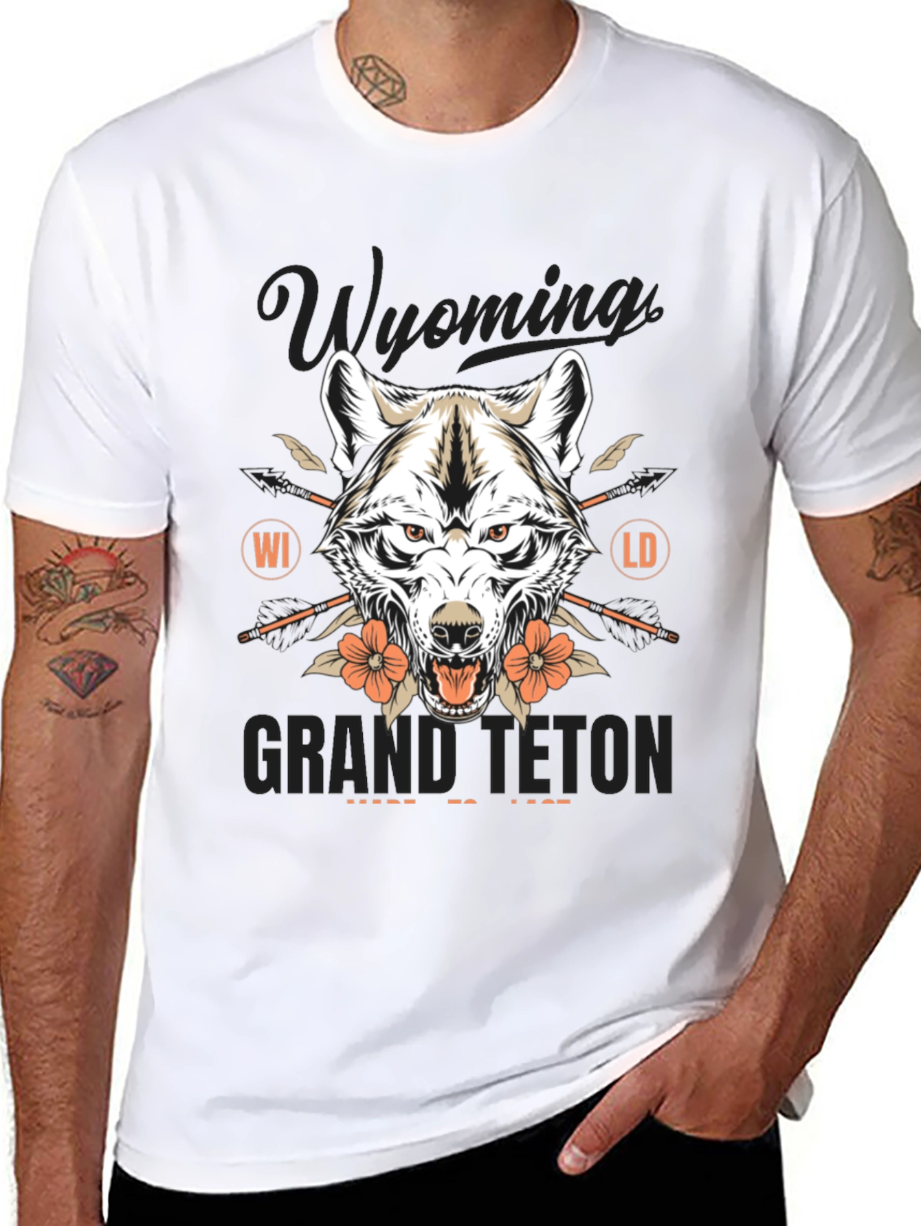 Wyoming Grand Teton Wolf Graphic Tee