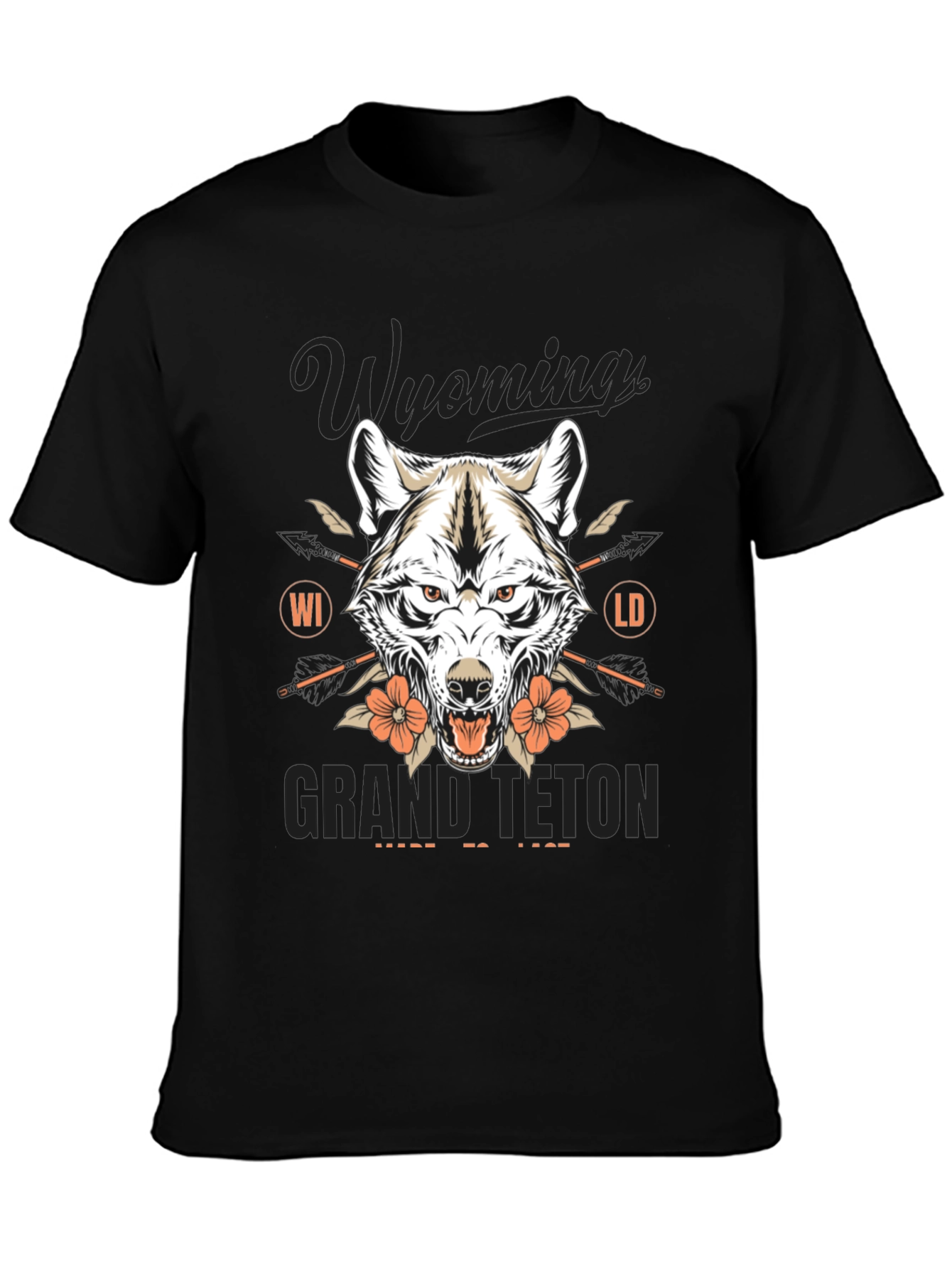 Wyoming Grand Teton Wolf Graphic Tee