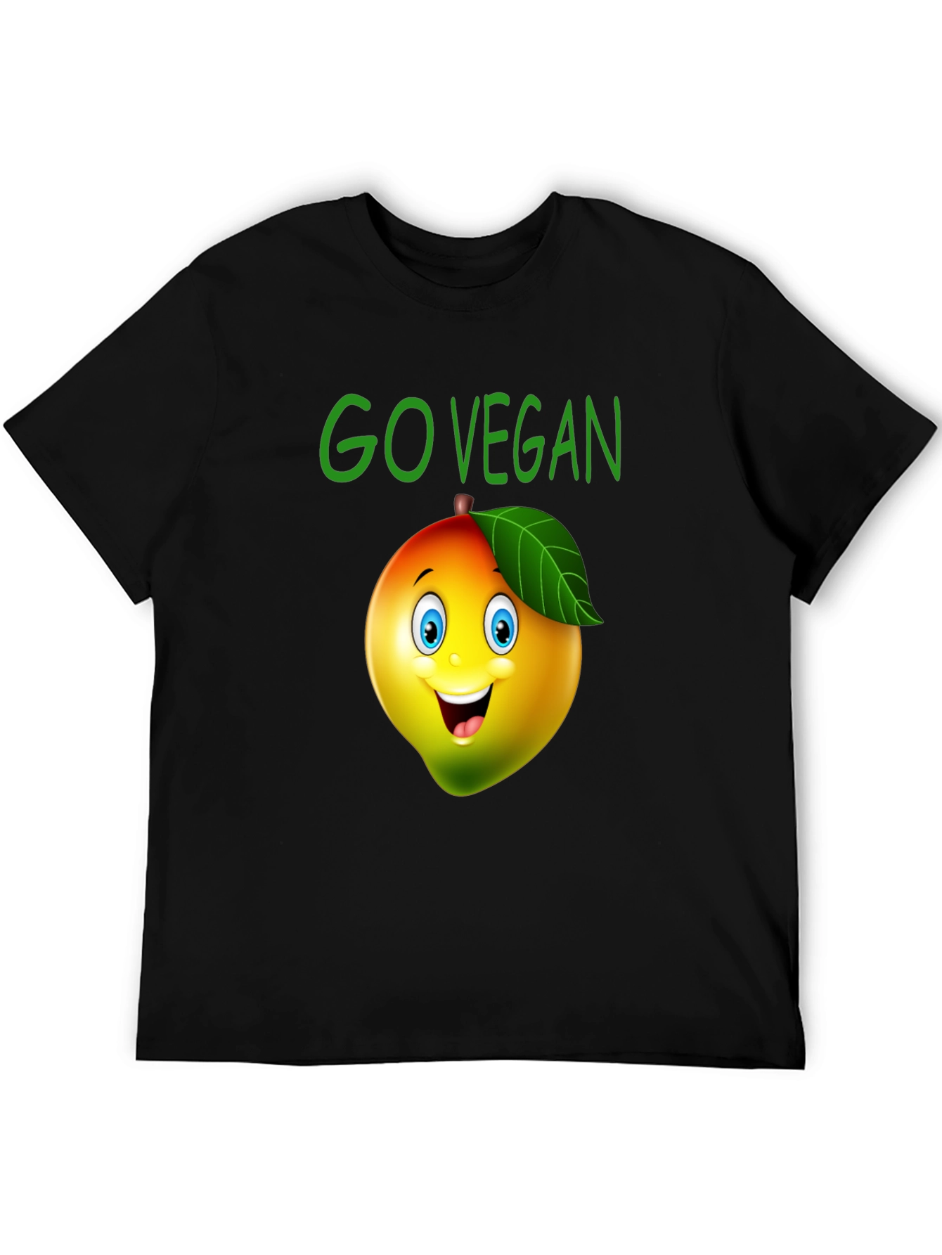 Go Vegan Mango Cartoon Graphic T-Shirt
