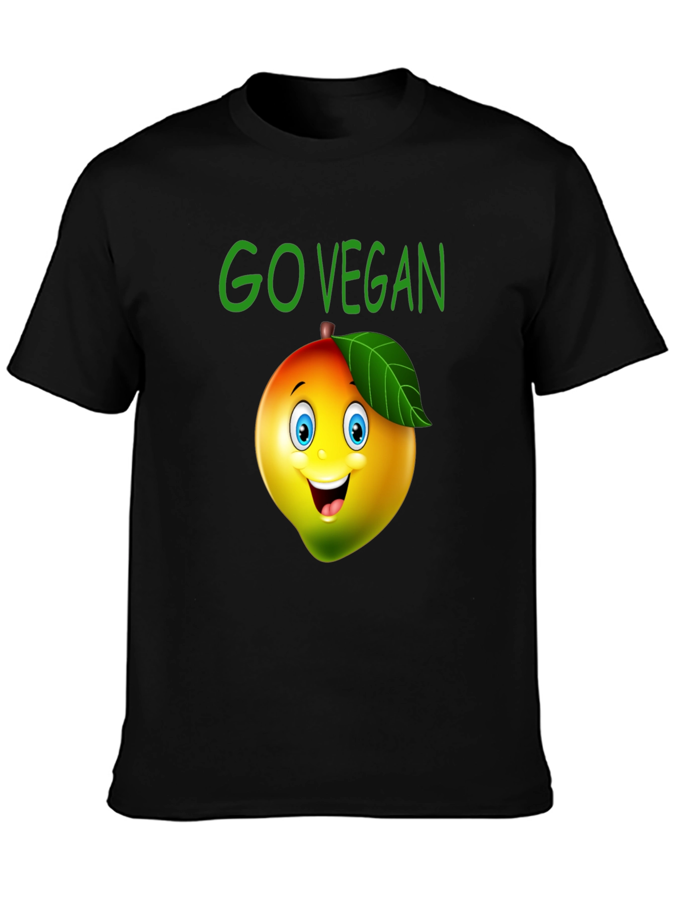 Go Vegan Mango Cartoon Graphic T-Shirt
