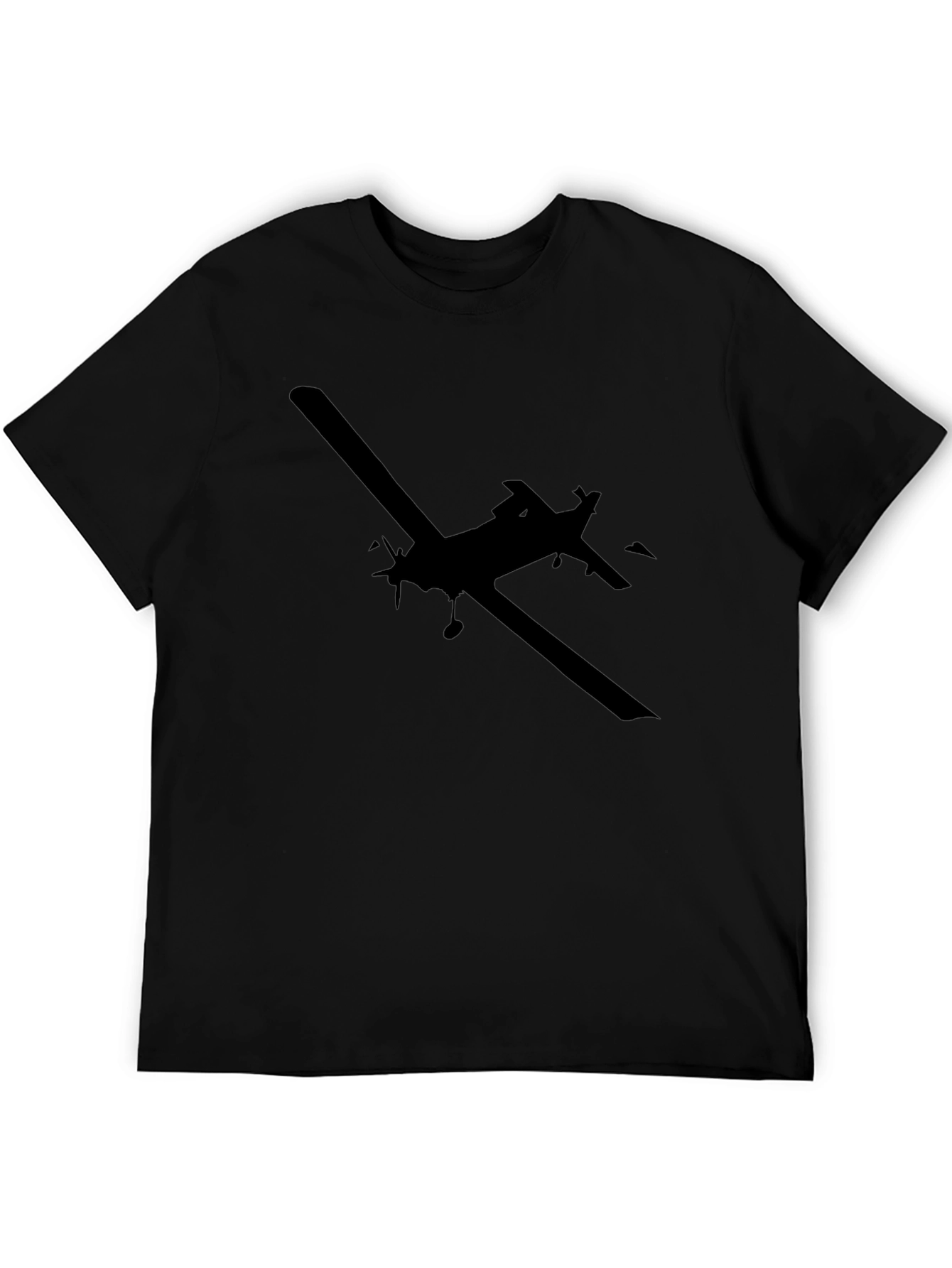 Airplane Silhouette Graphic T-Shirt - Black