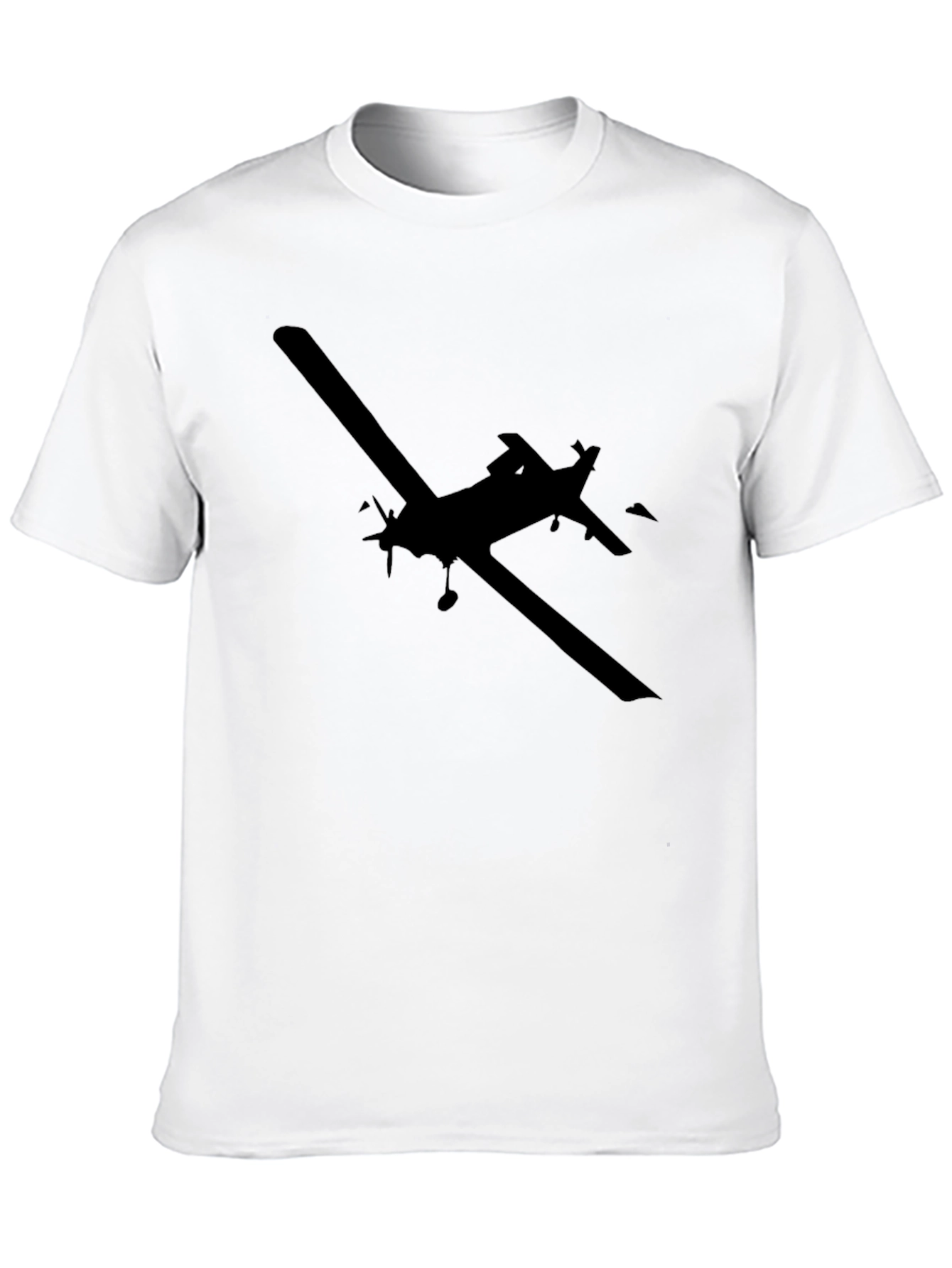 Airplane Silhouette Graphic T-Shirt - Black