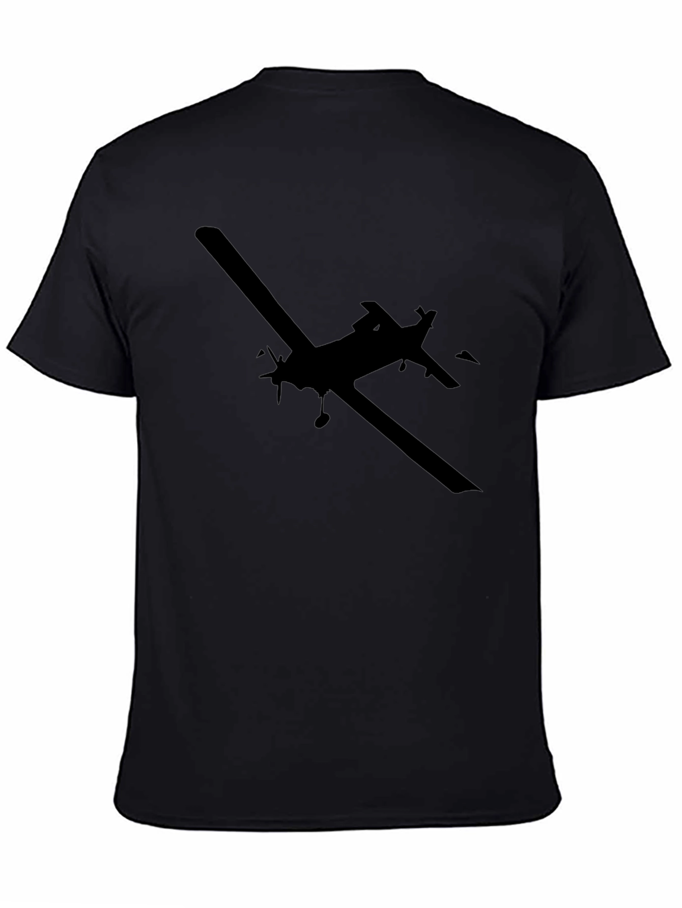 Airplane Silhouette Graphic T-Shirt - Black