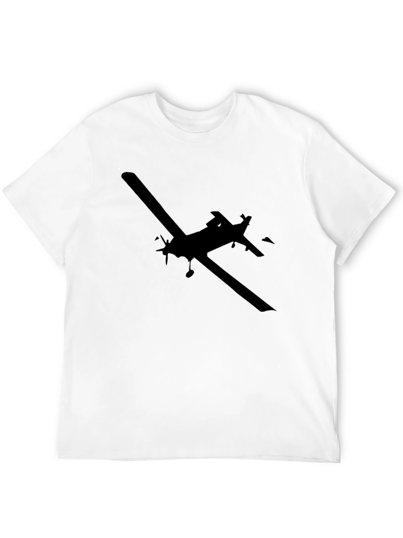 Airplane Silhouette Graphic T-Shirt - Black