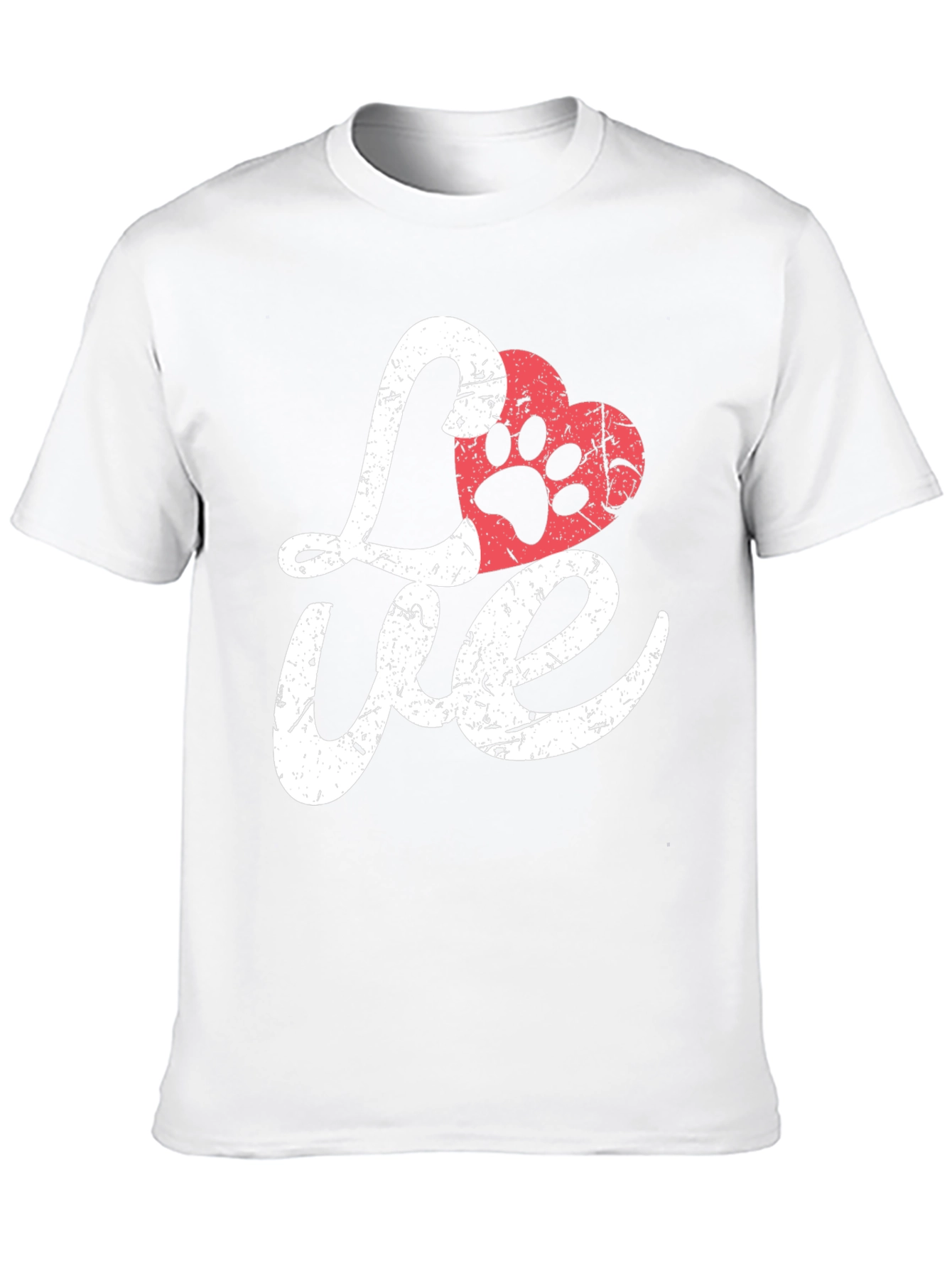 Love Paw Print Heart T-Shirt - Black