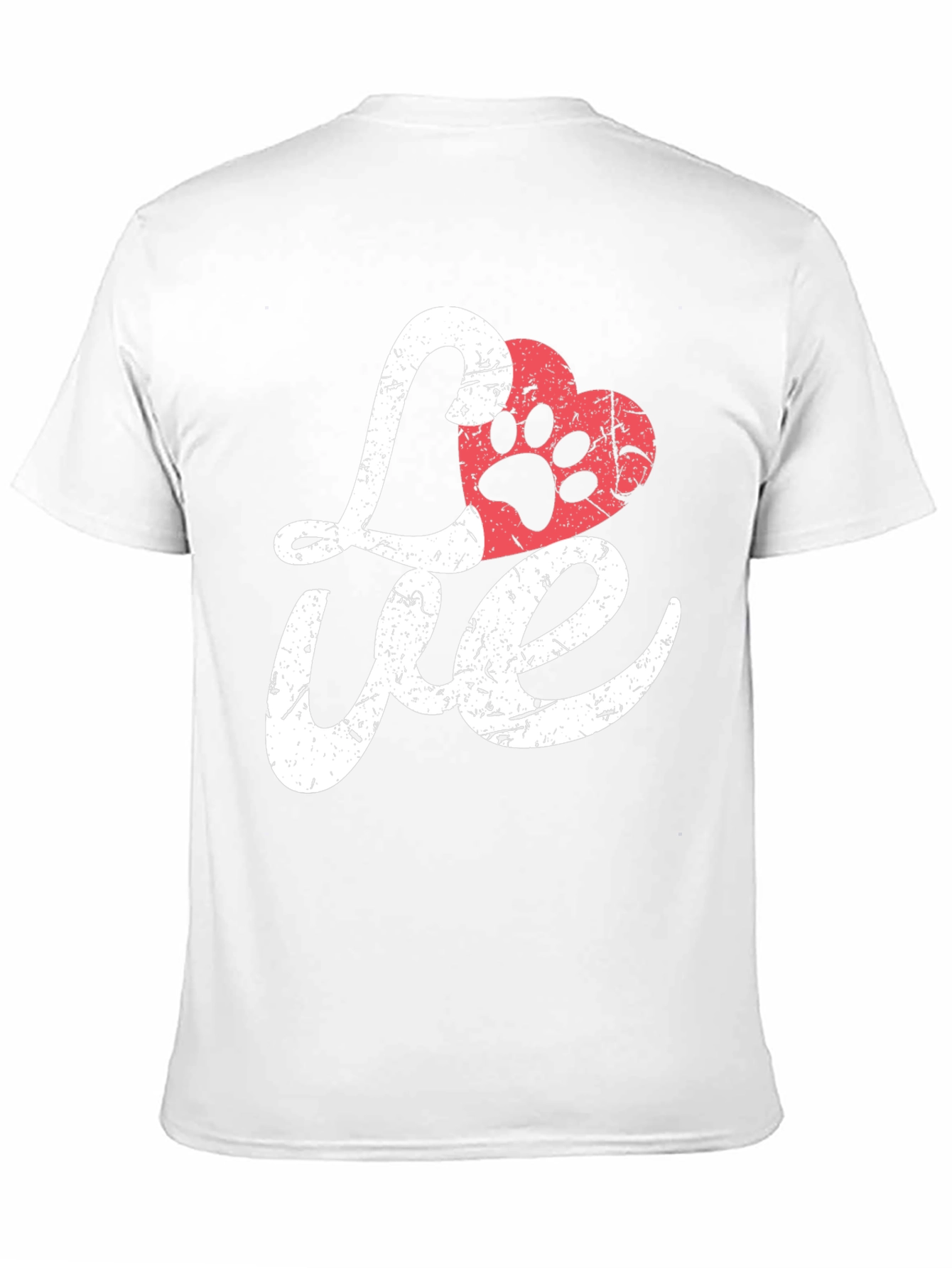 Love Paw Print Heart T-Shirt - Black