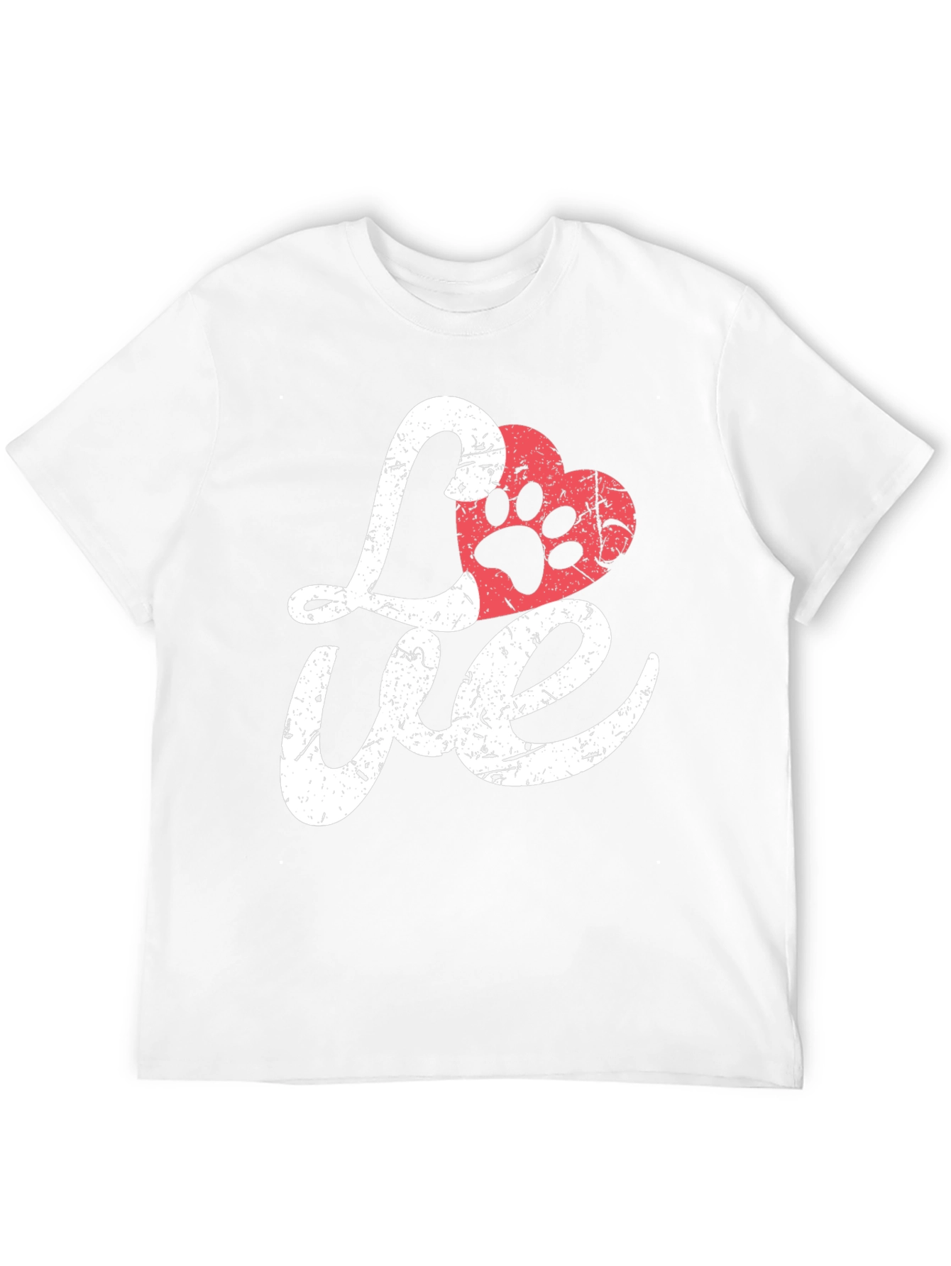 Love Paw Print Heart T-Shirt - Black