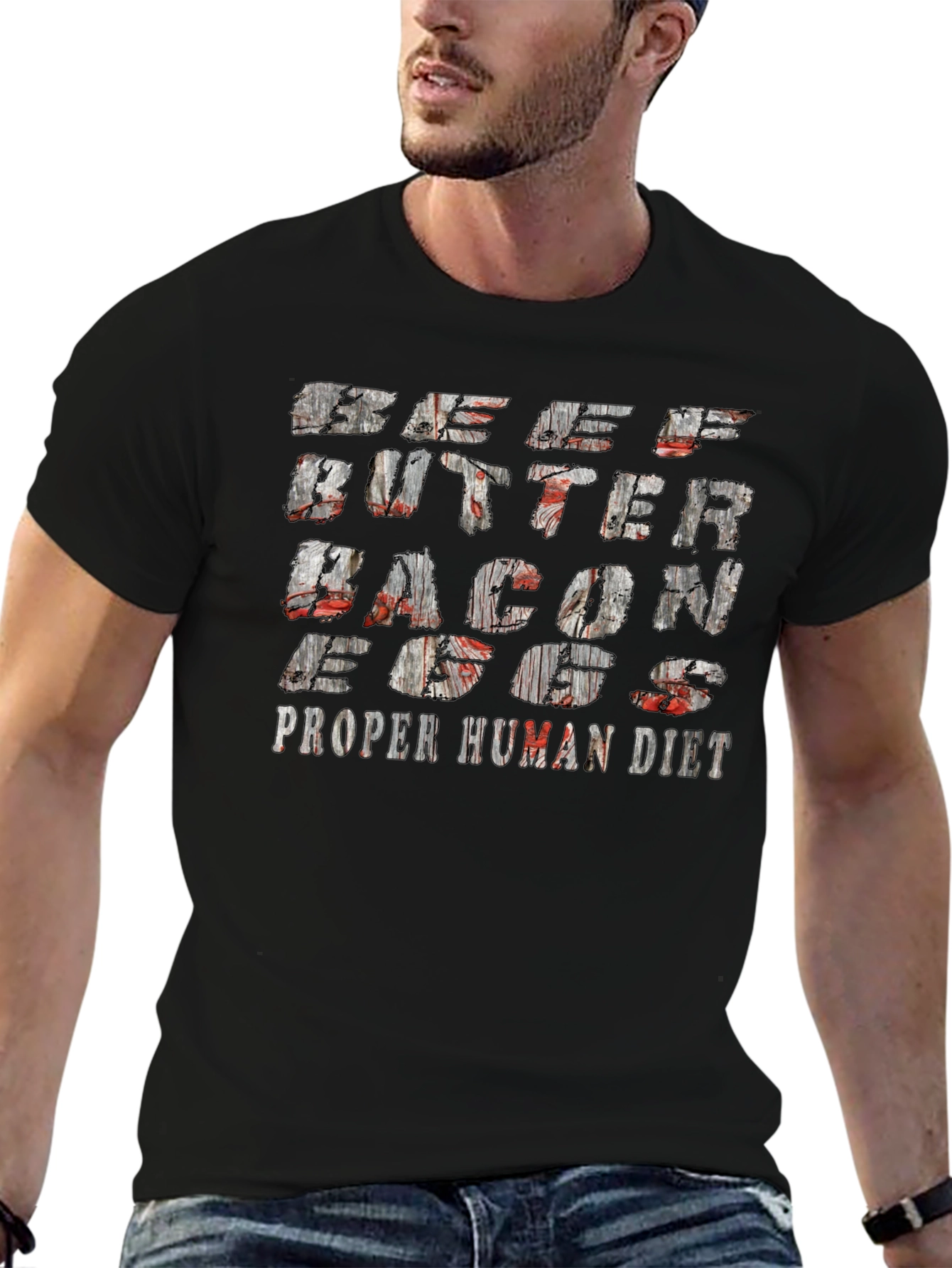 Beef Butter Bacon Eggs Proper Human Diet Black T-Shirt