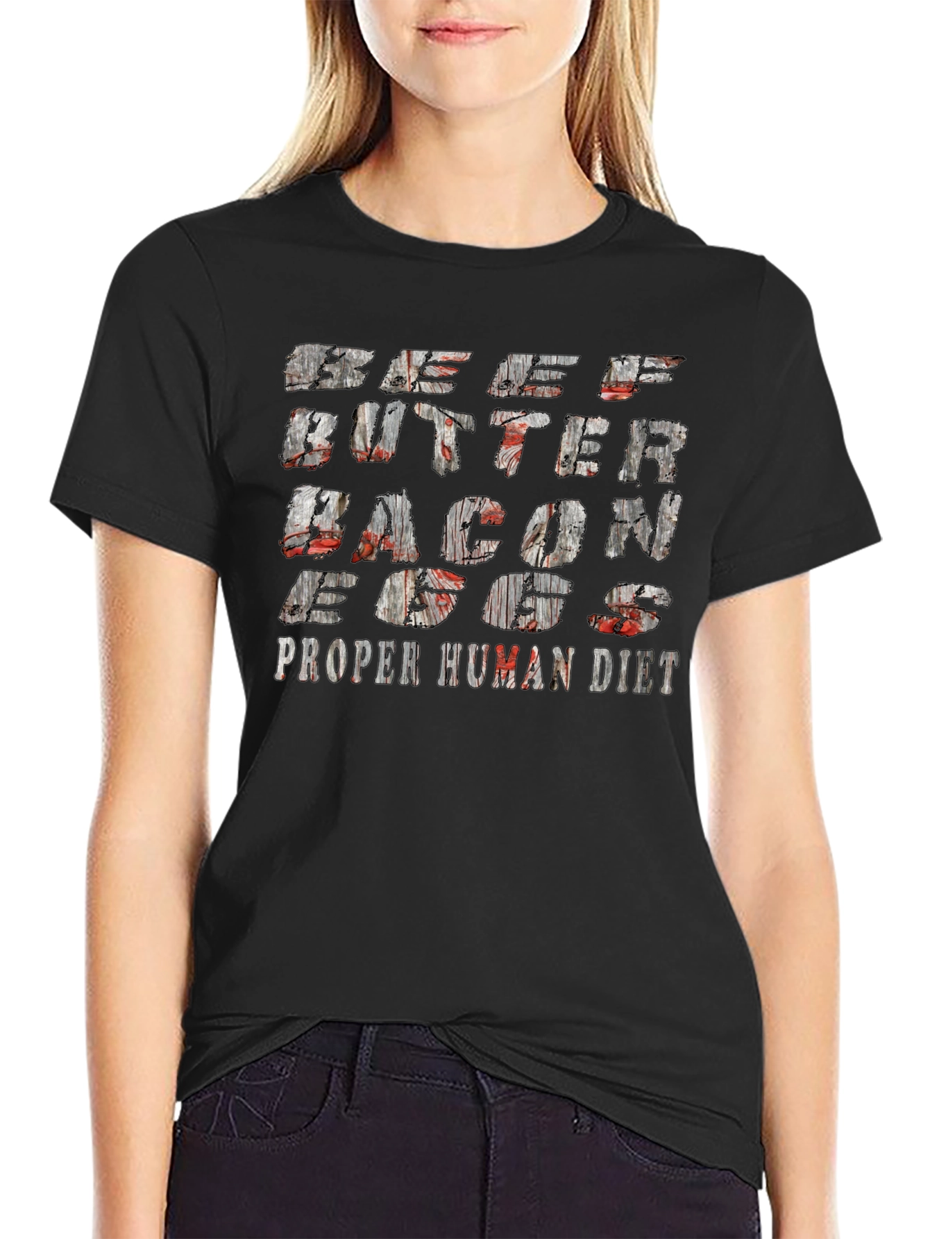 Beef Butter Bacon Eggs Proper Human Diet Black T-Shirt