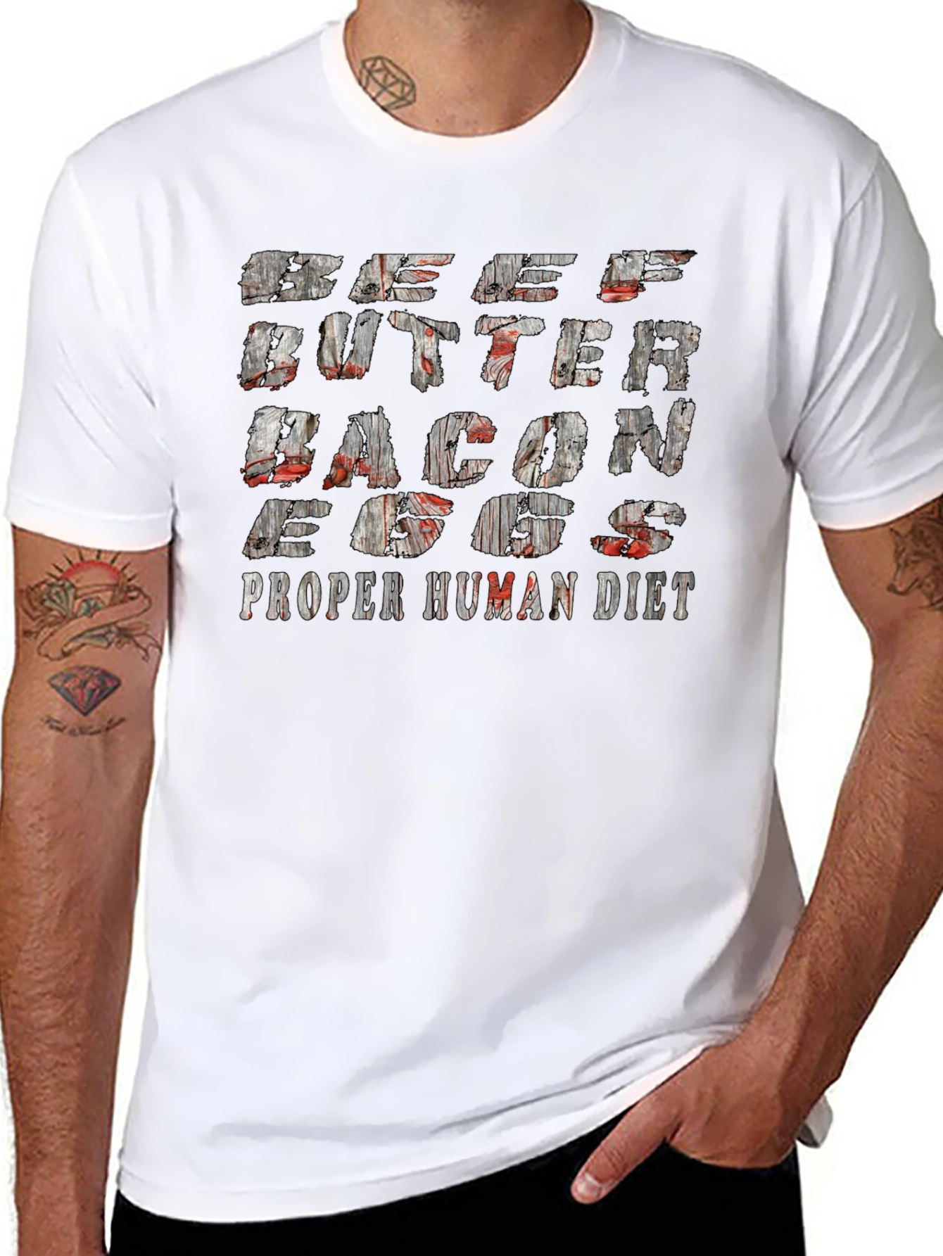 Beef Butter Bacon Eggs Proper Human Diet Black T-Shirt