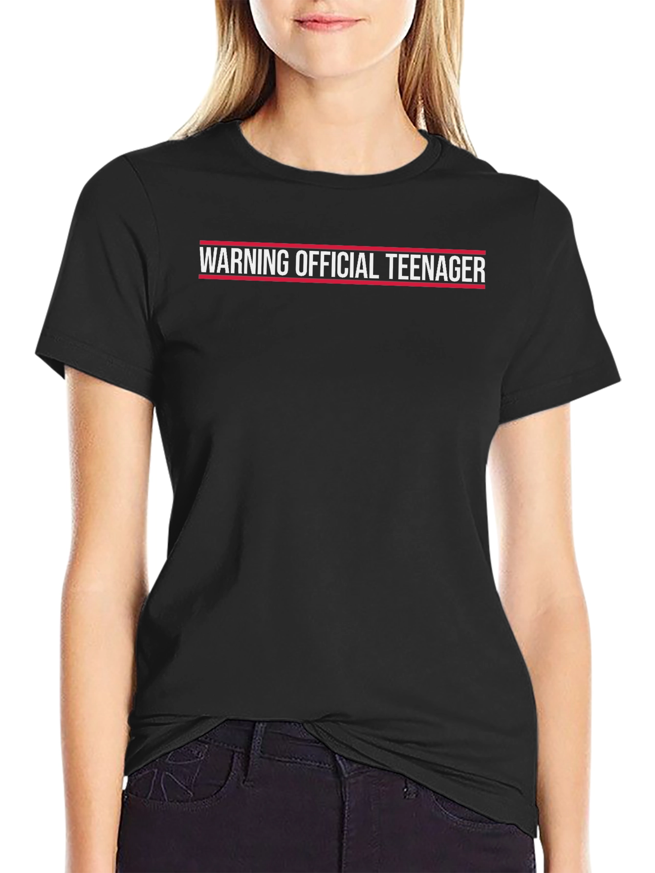 Warning Official Teenager T-Shirt - Black Novelty Tee