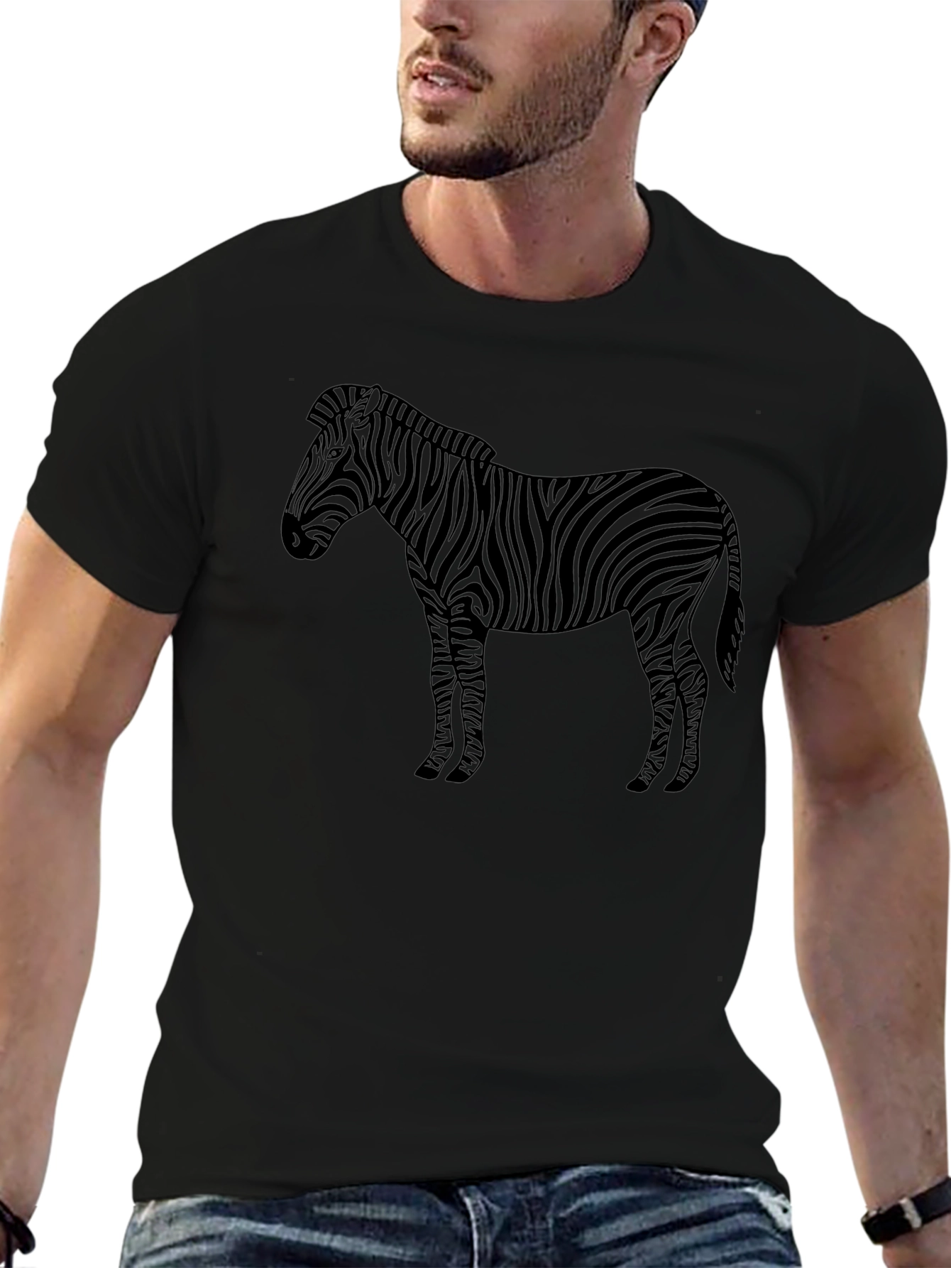 Zebra Print Black T-Shirt - Casual Fashion