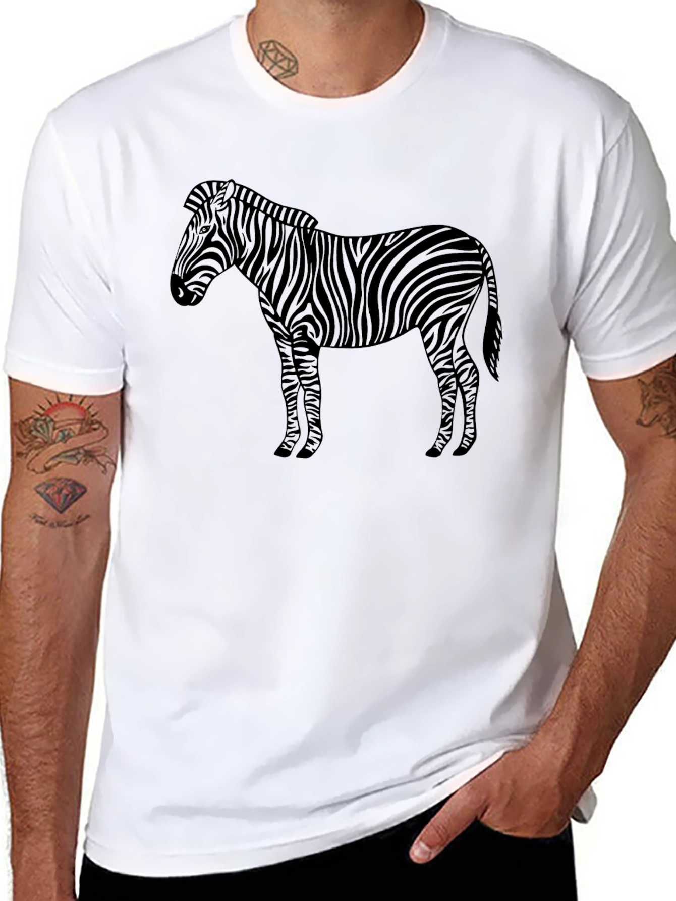 Zebra Print Black T-Shirt - Casual Fashion