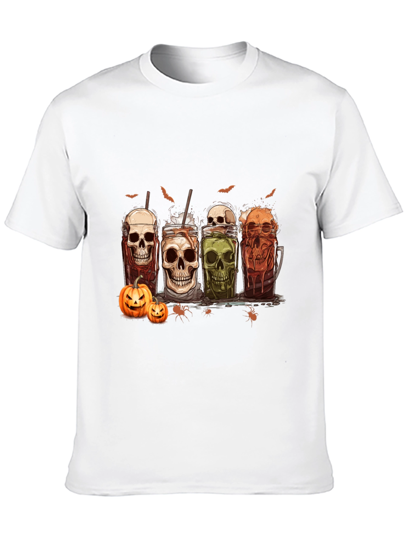 Skull Drinks Halloween Graphic T-Shirt