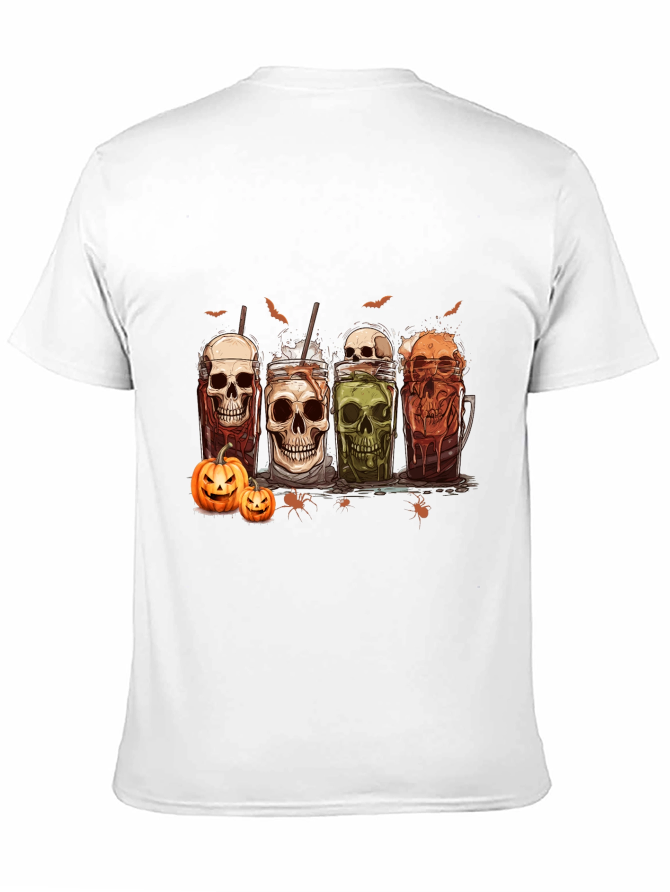 Skull Drinks Halloween Graphic T-Shirt