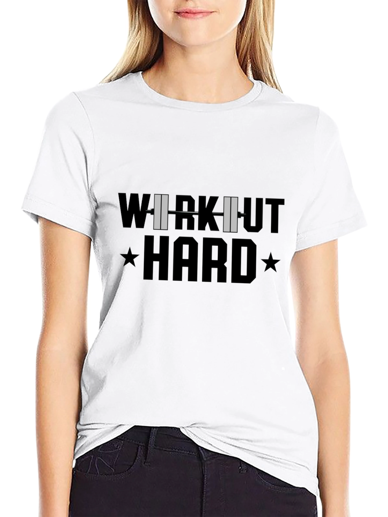 Workout Hard T-Shirt - Black Cotton Gym Tee