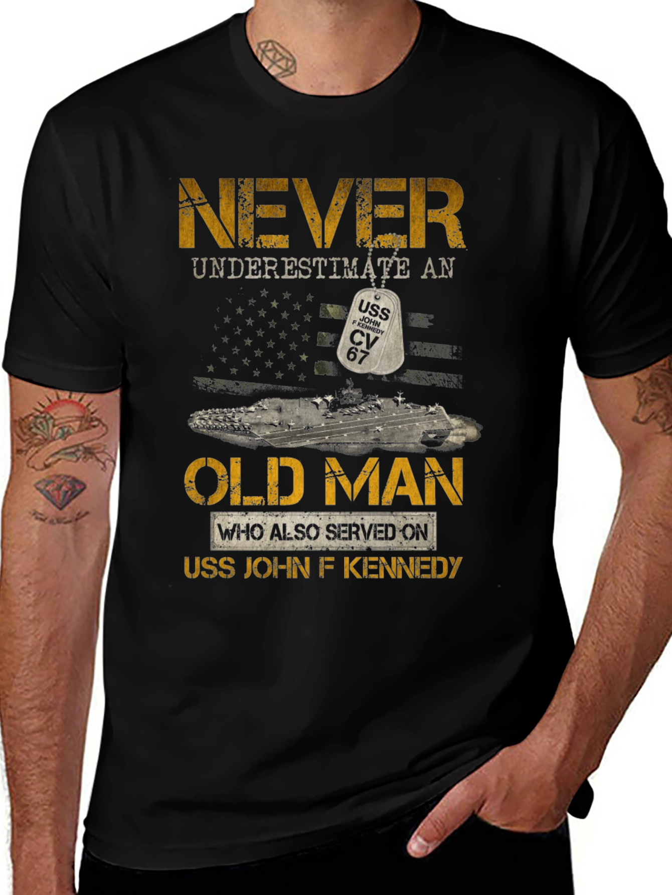 Never Underestimate USS John F Kennedy Old Man T-Shirt