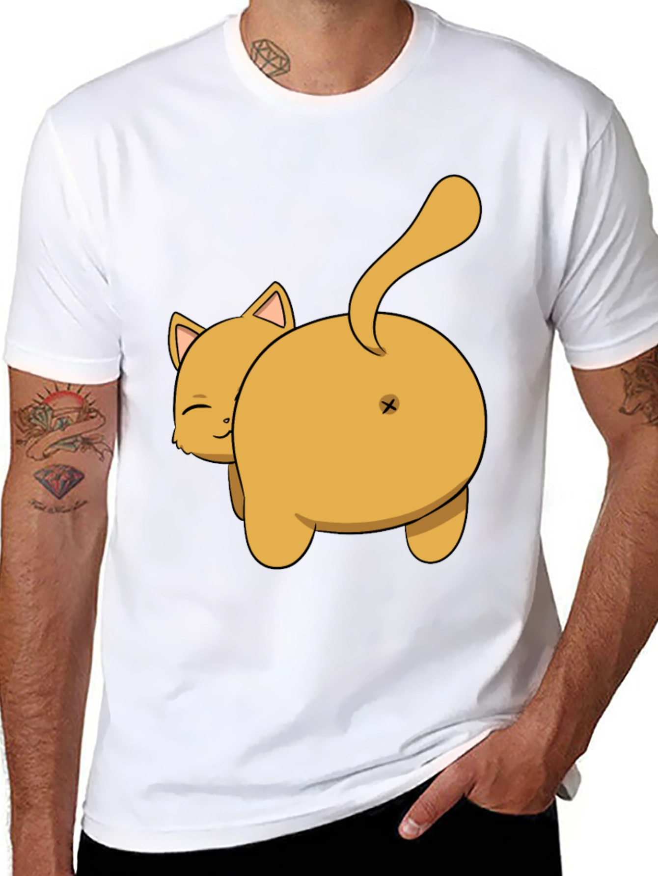 Funny Cat Butt T-Shirt - Black Cotton Tee
