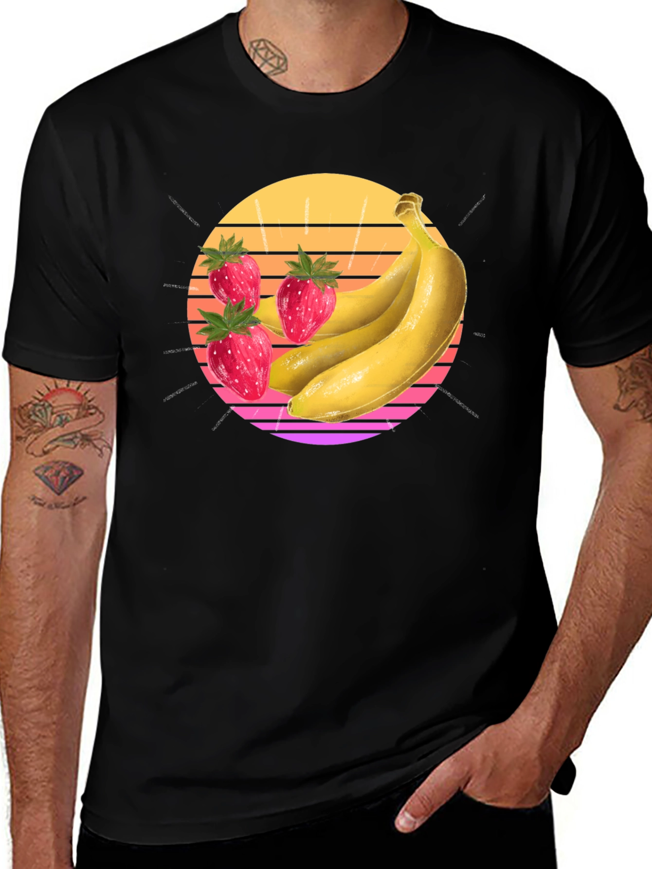 Strawberry Banana Sunset Graphic Tee
