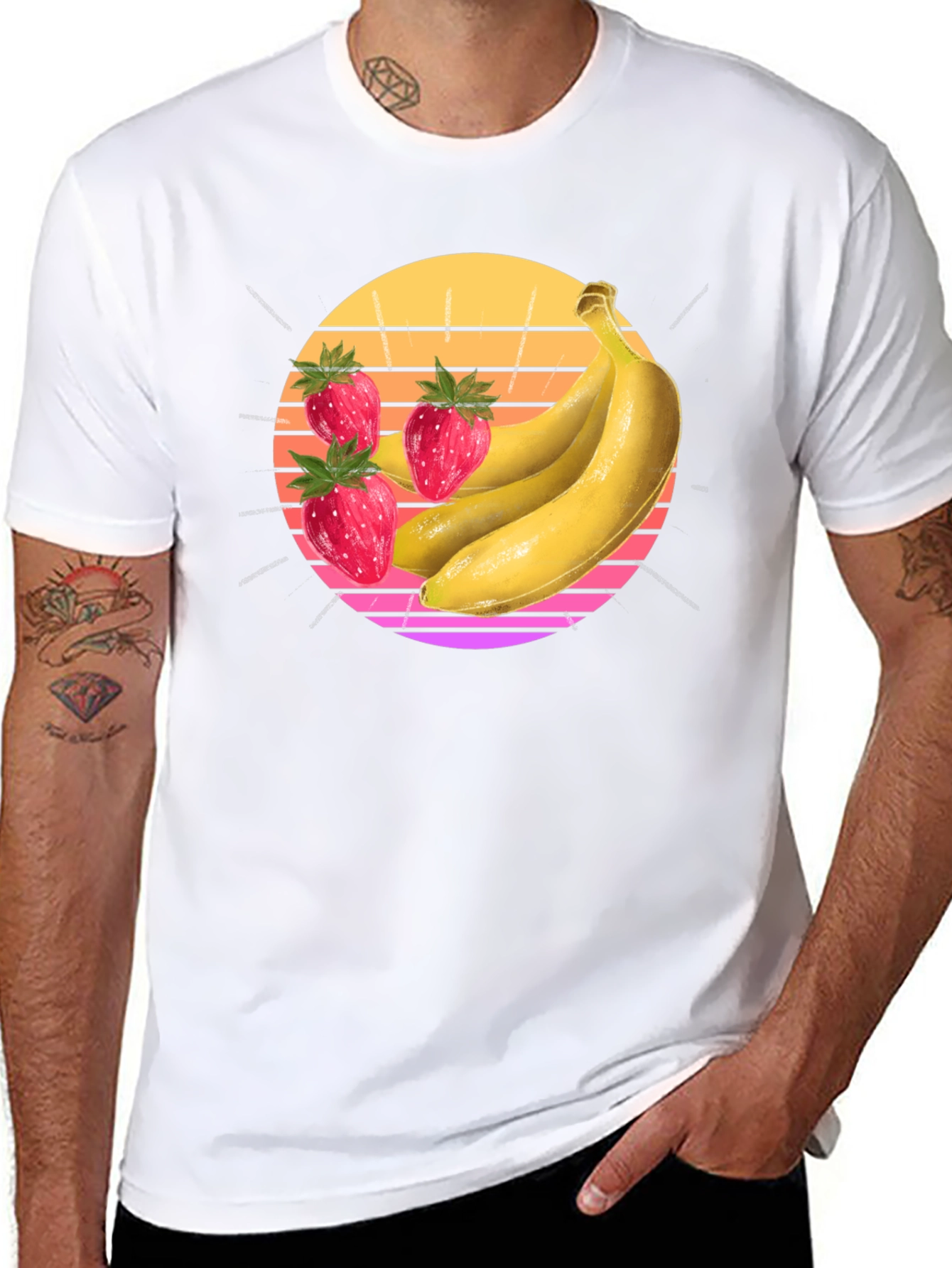 Strawberry Banana Sunset Graphic Tee