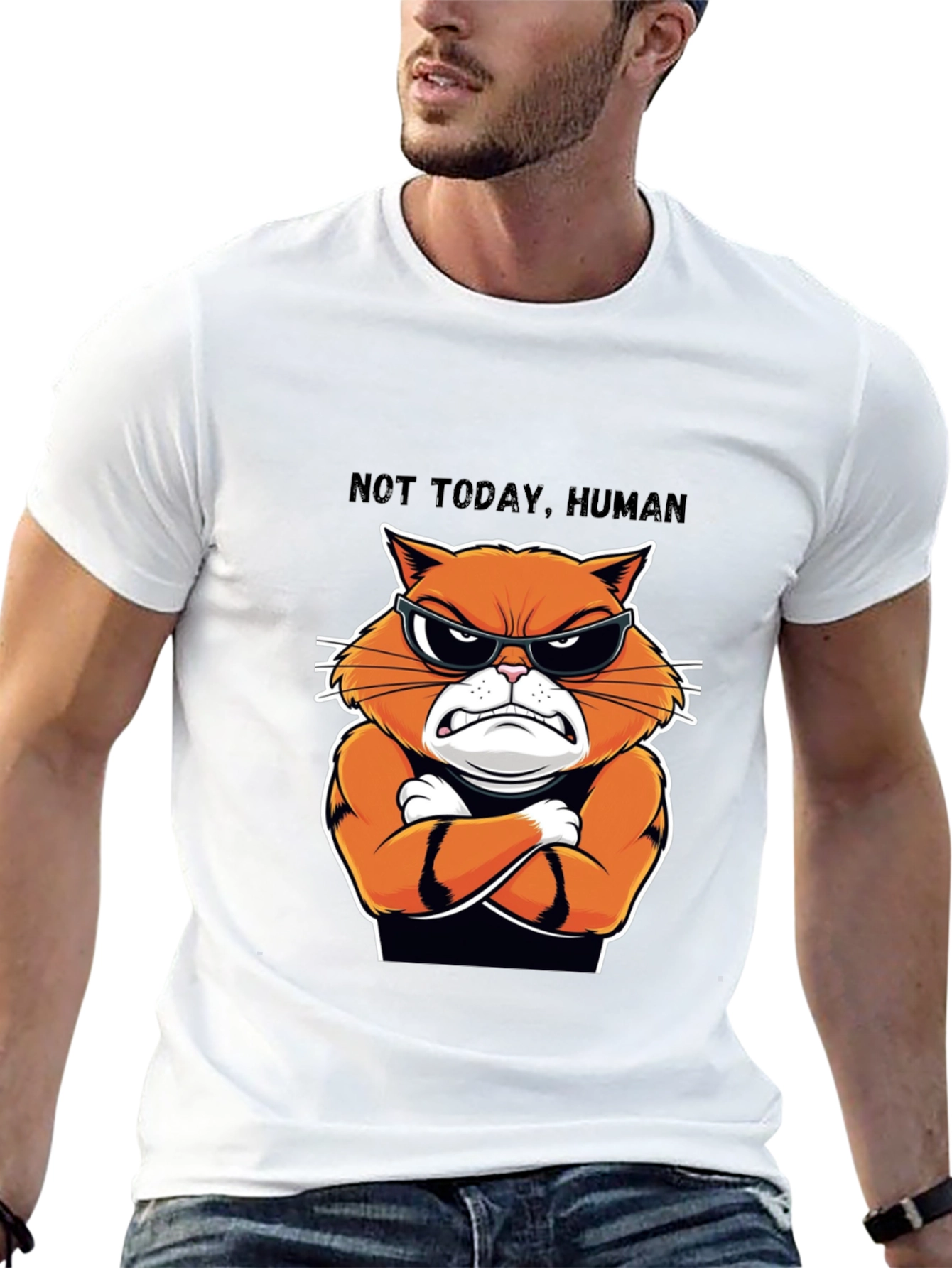 Not Today Human Cat T-Shirt - Funny Feline Tee