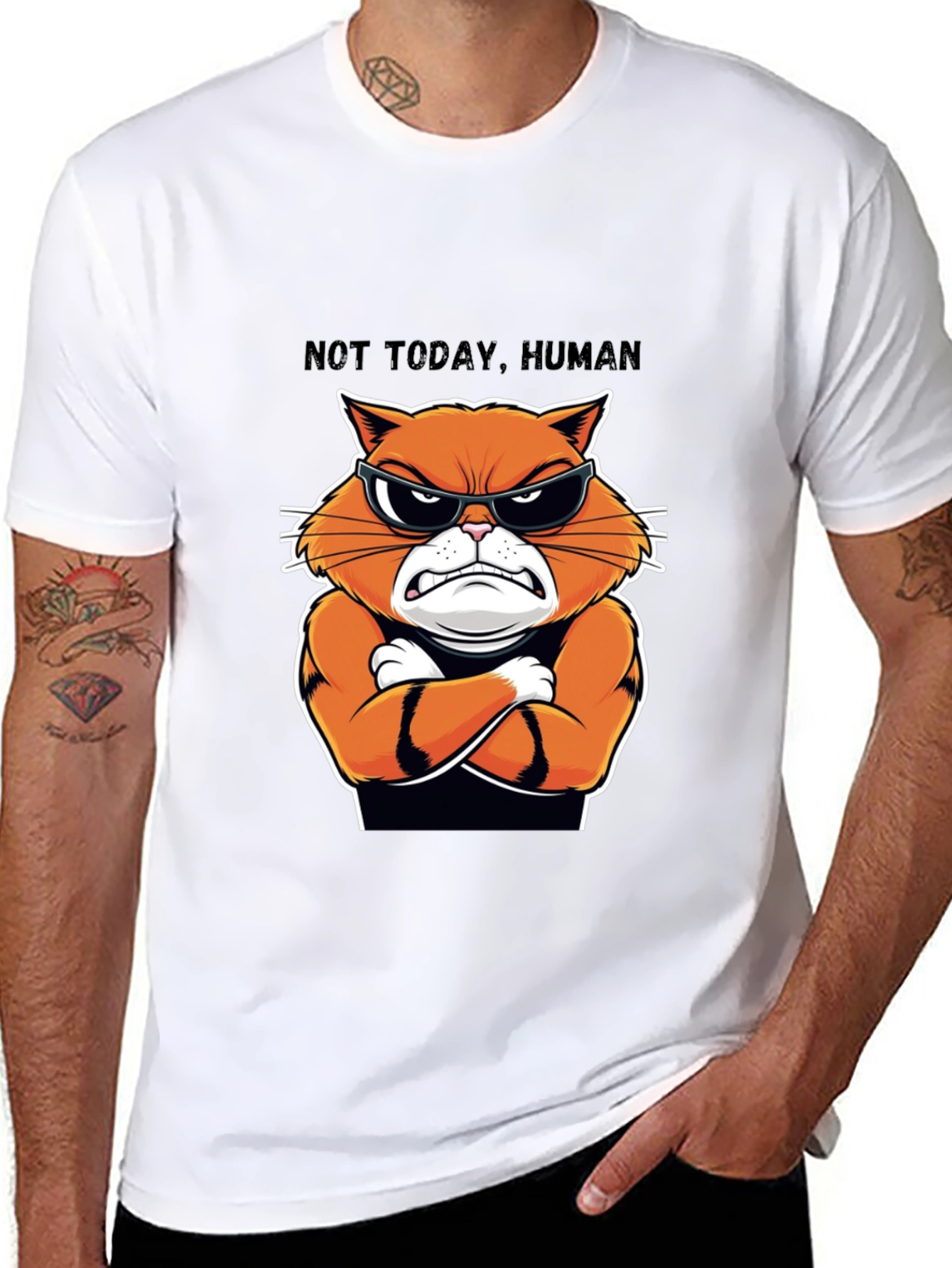 Not Today Human Cat T-Shirt - Funny Feline Tee