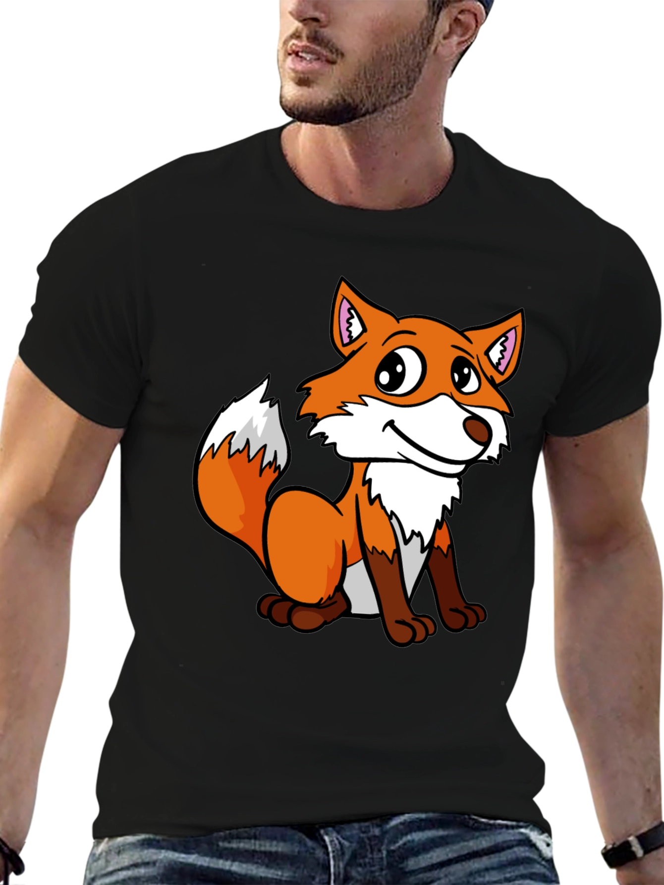 Cute Fox Graphic Tee - Black Unisex T-Shirt