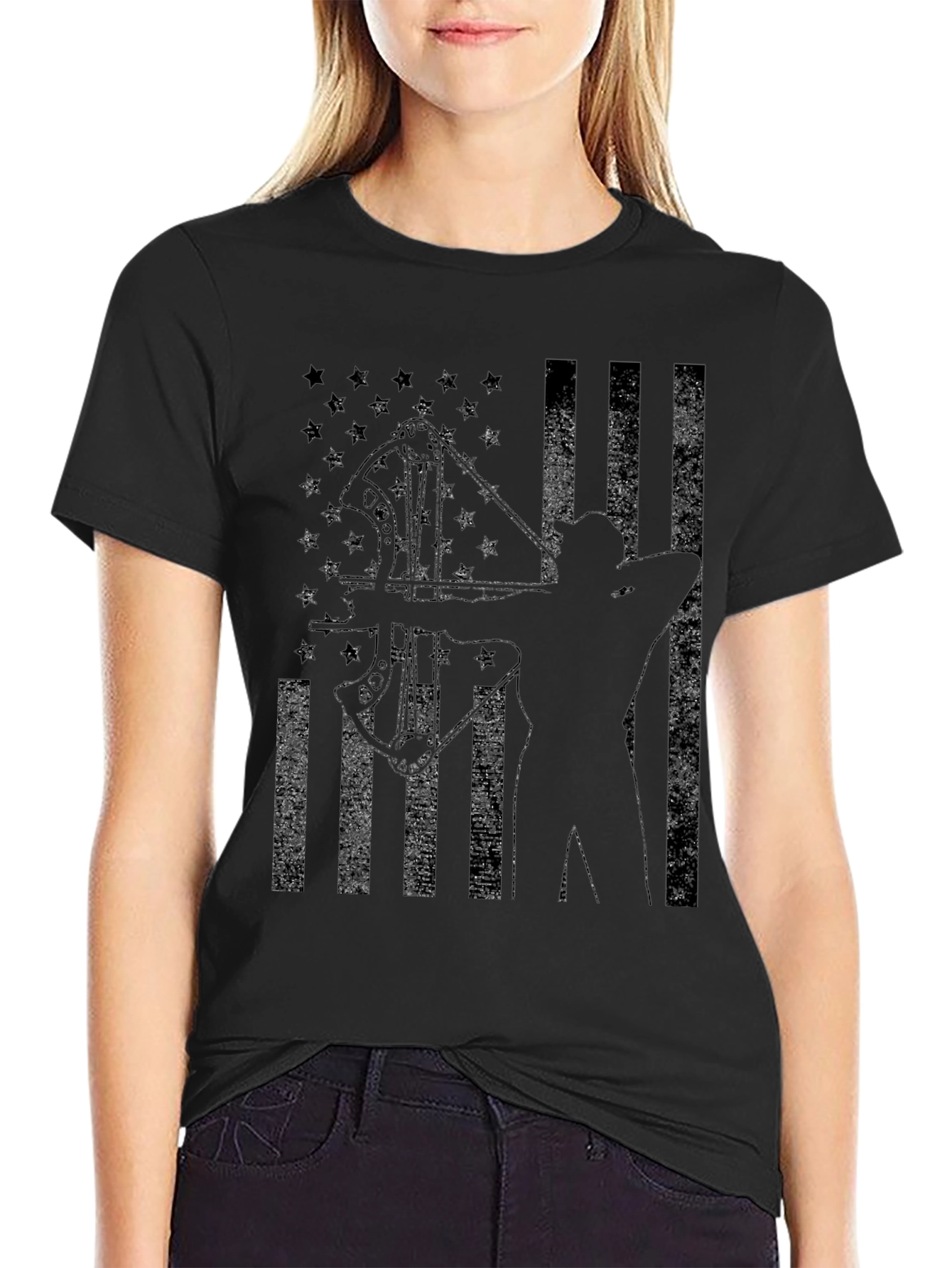 Archery American Flag Black T-Shirt