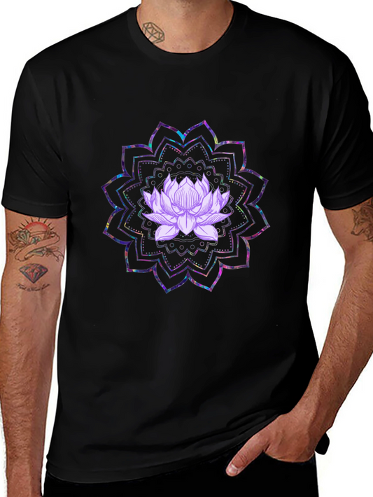 Lotus Mandala Graphic Black T-Shirt