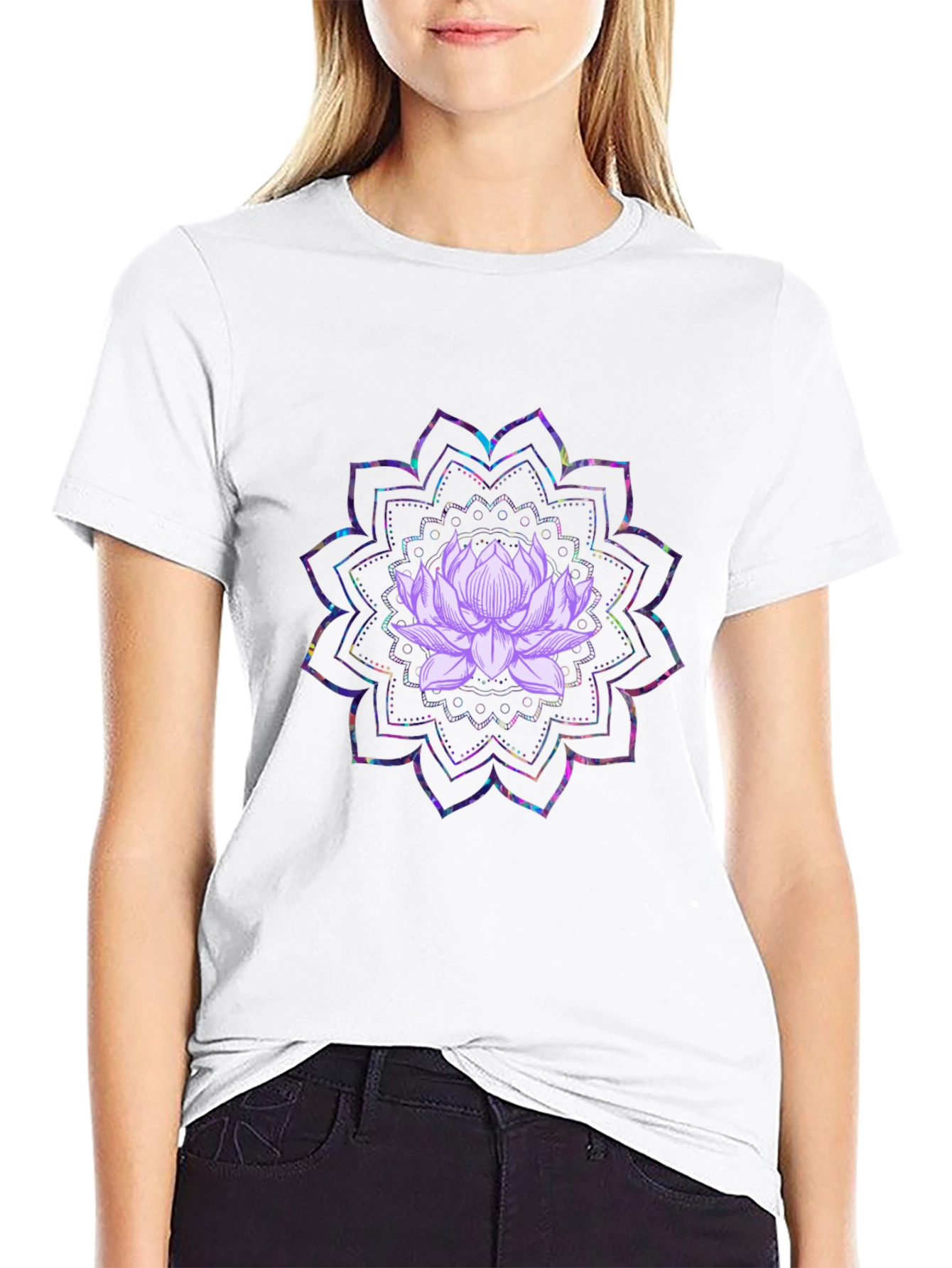 Lotus Mandala Graphic Black T-Shirt