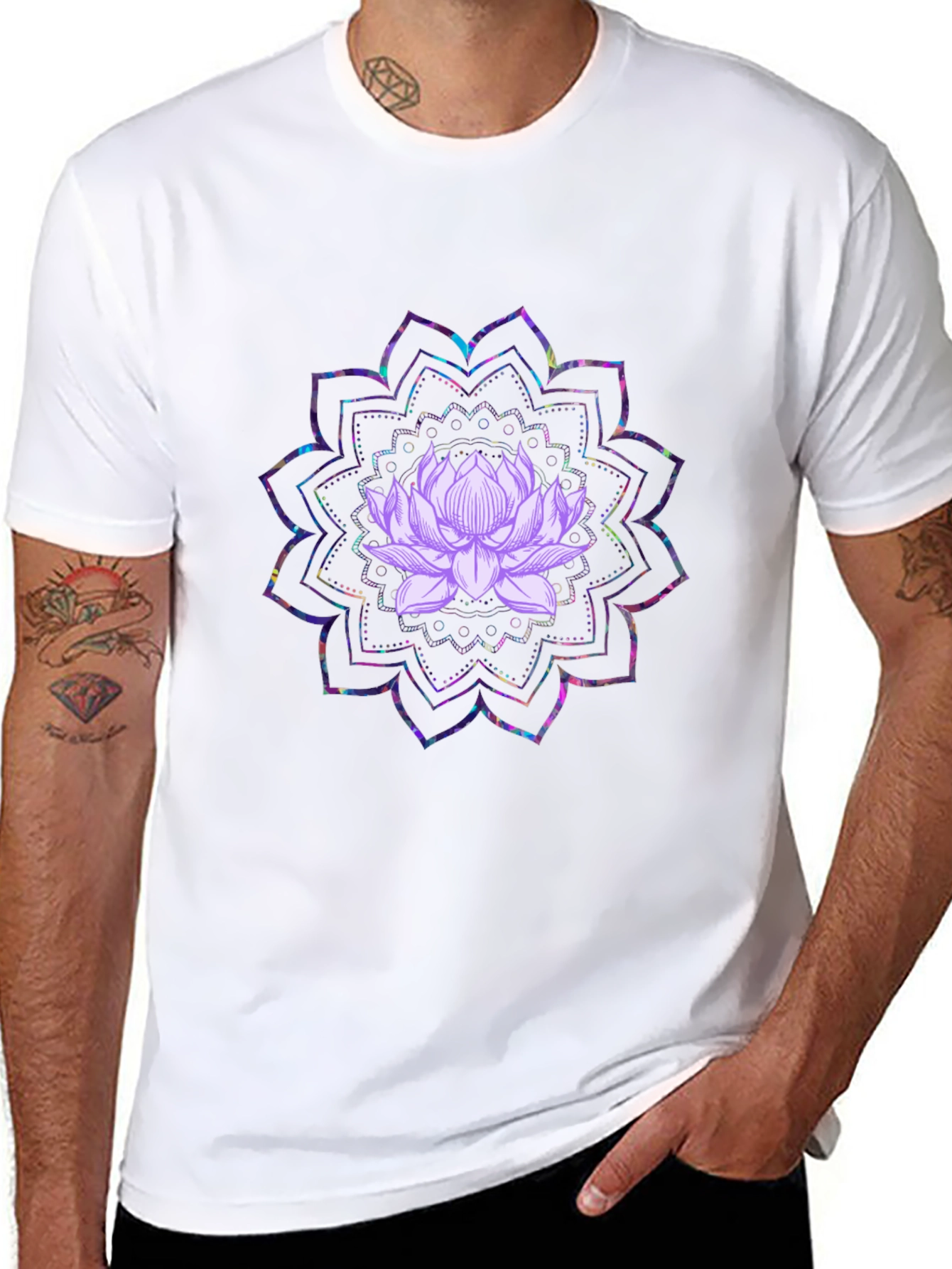 Lotus Mandala Graphic Black T-Shirt