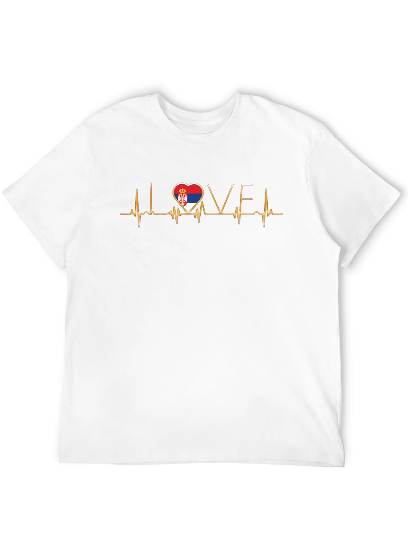 Serbia Flag Heartbeat Love Black T-Shirt
