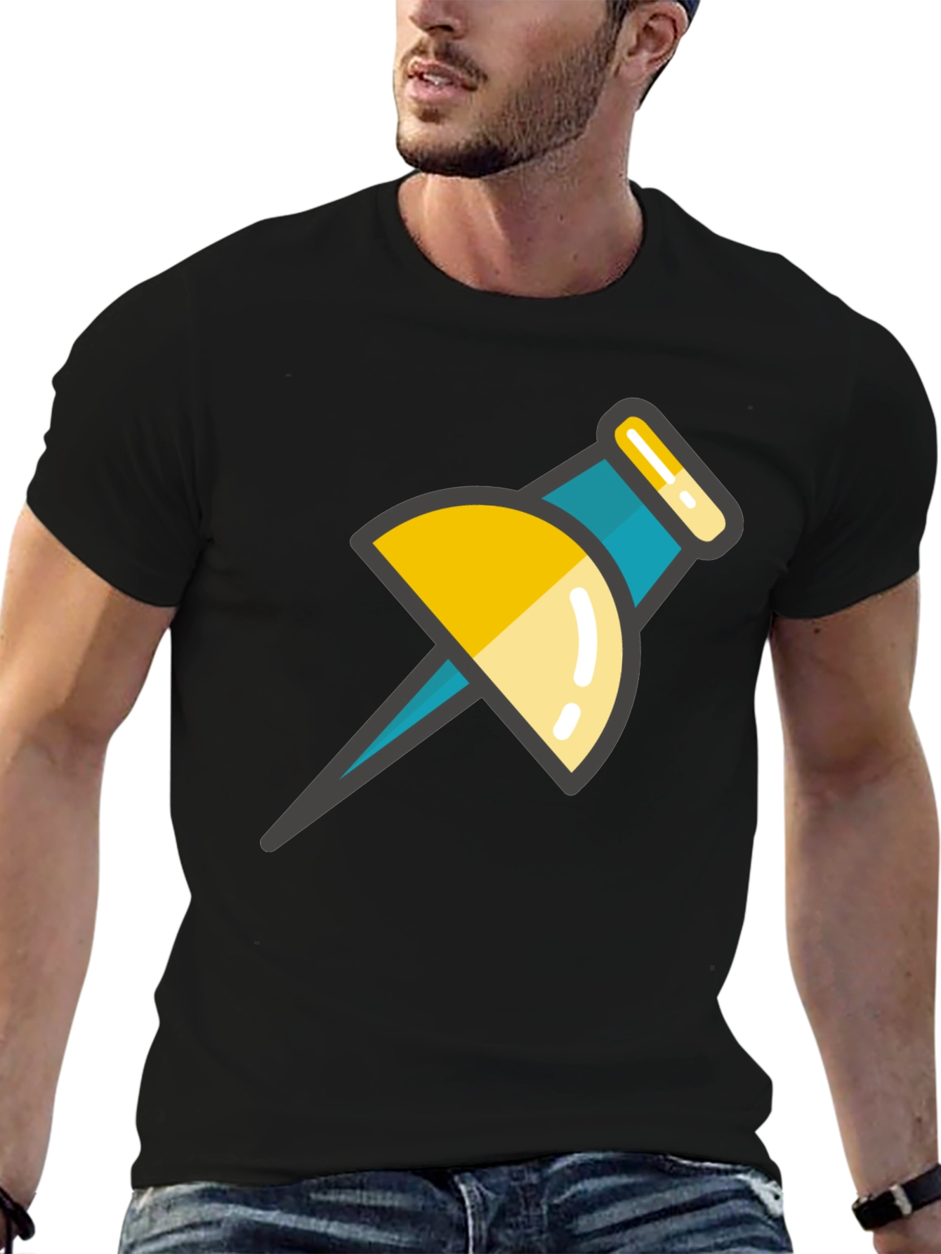 Pin Graphic Black T-Shirt - Unique Design