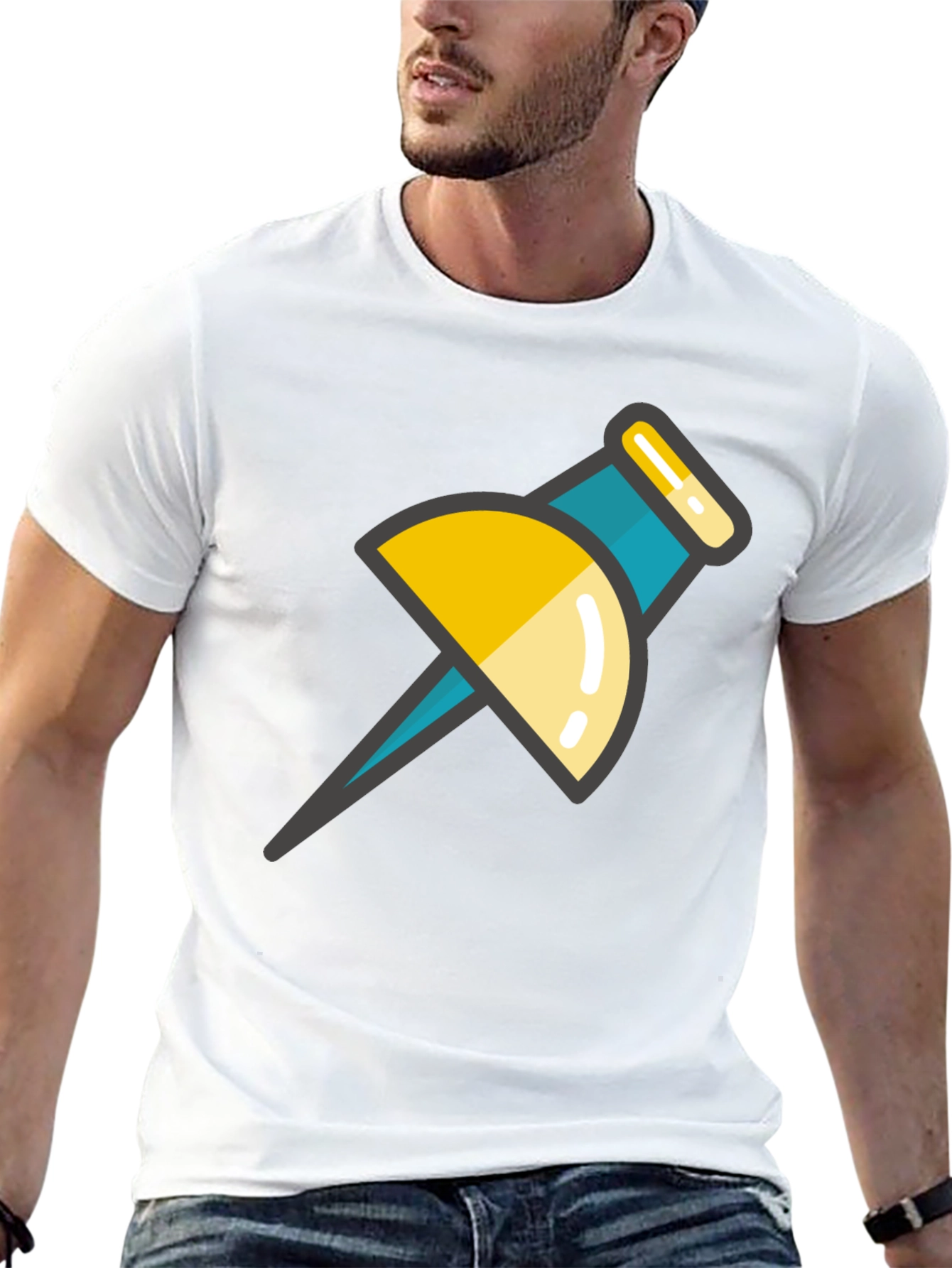 Pin Graphic Black T-Shirt - Unique Design