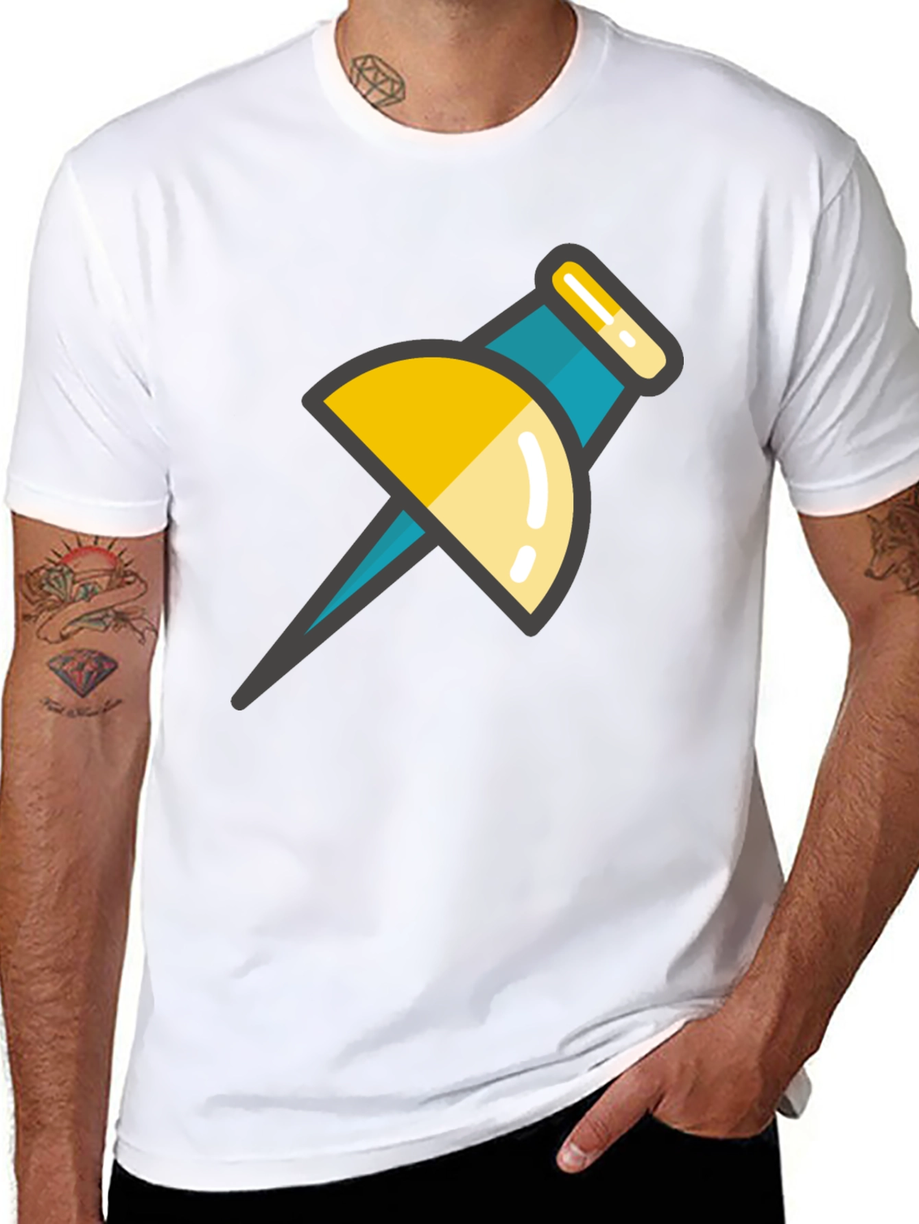 Pin Graphic Black T-Shirt - Unique Design