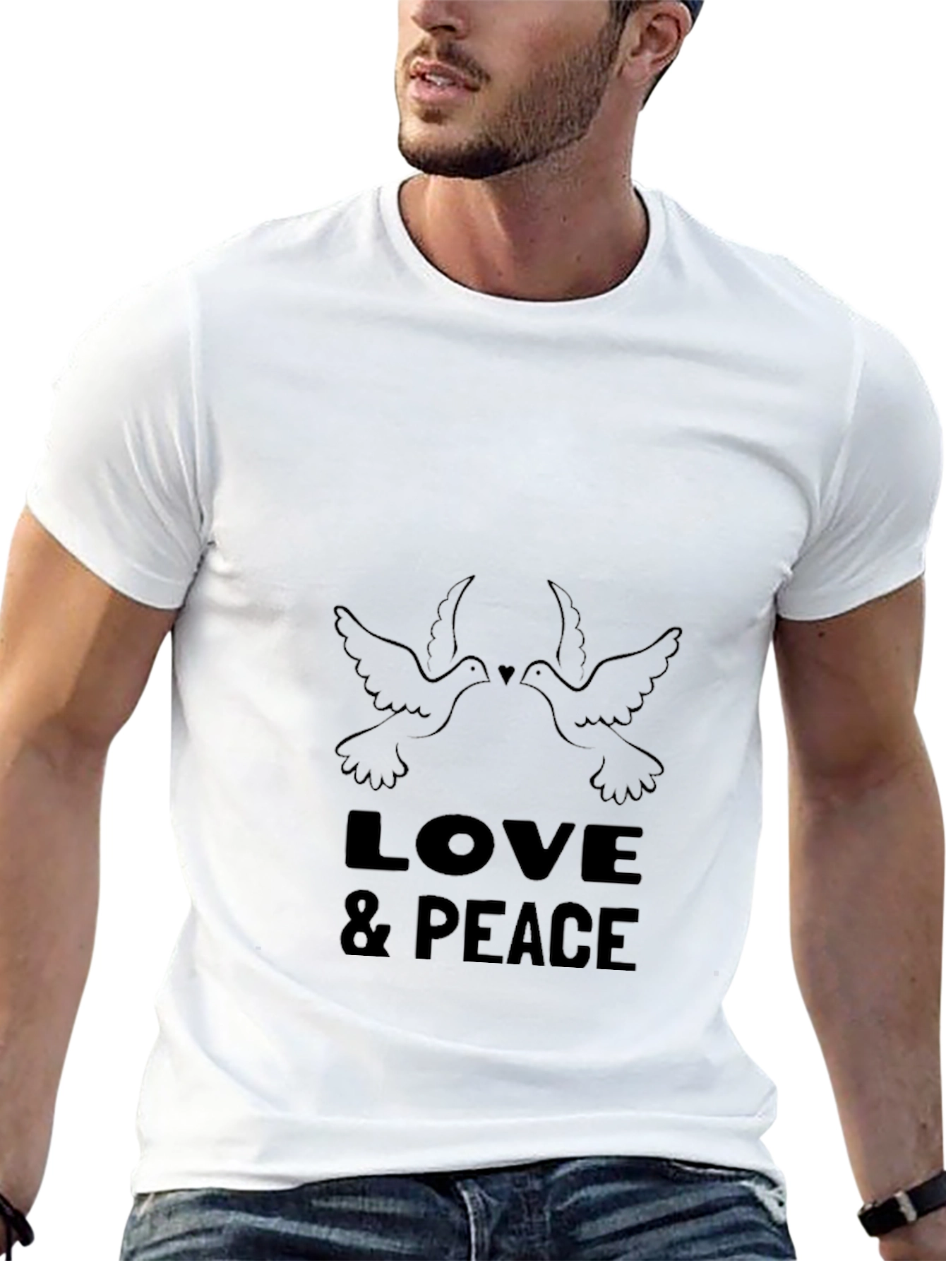Love & Peace Dove Graphic Black T-Shirt