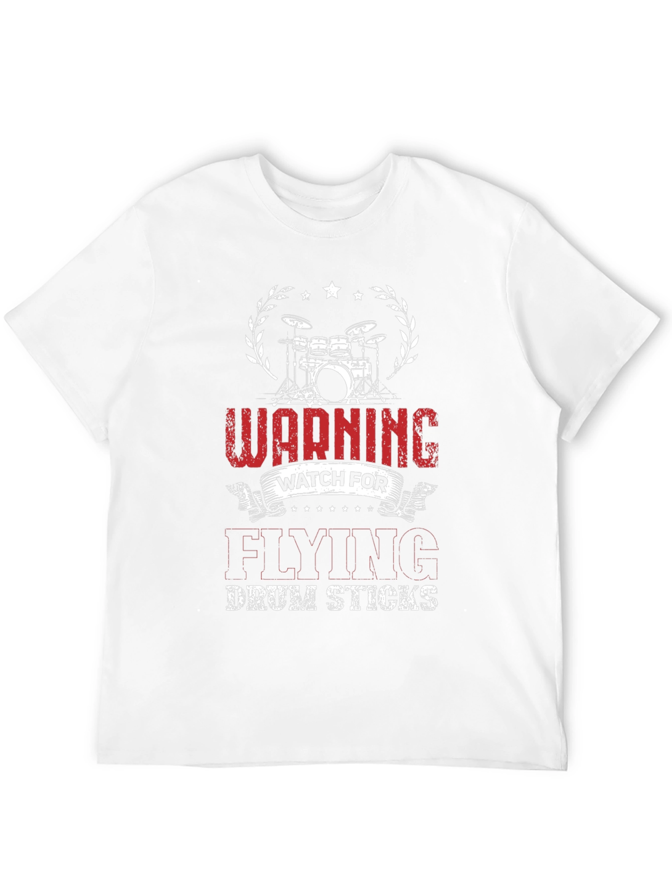Warning Flying Drum Sticks Black T-Shirt