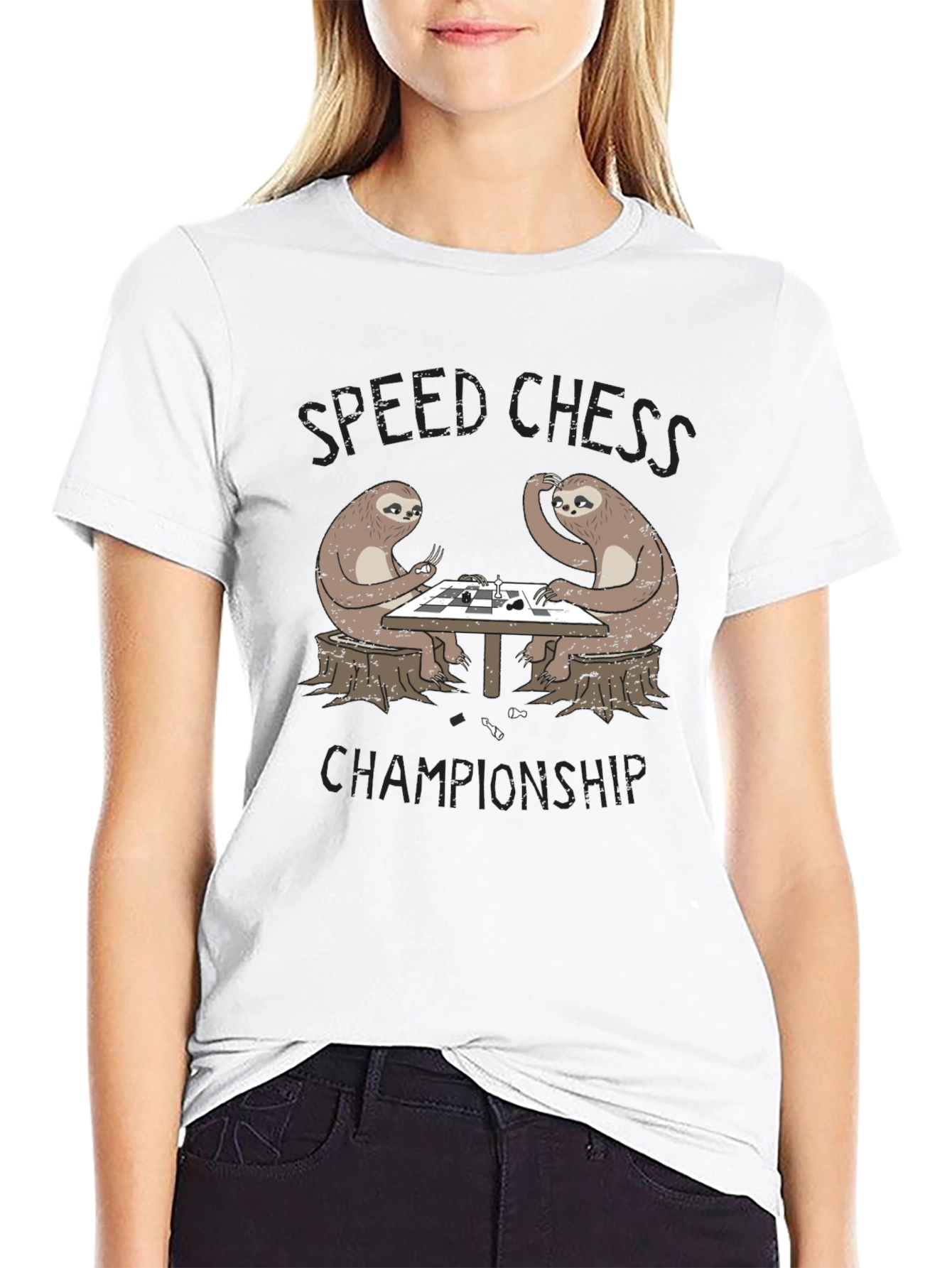 Sloth Speed Chess Championship Graphic T-Shirt