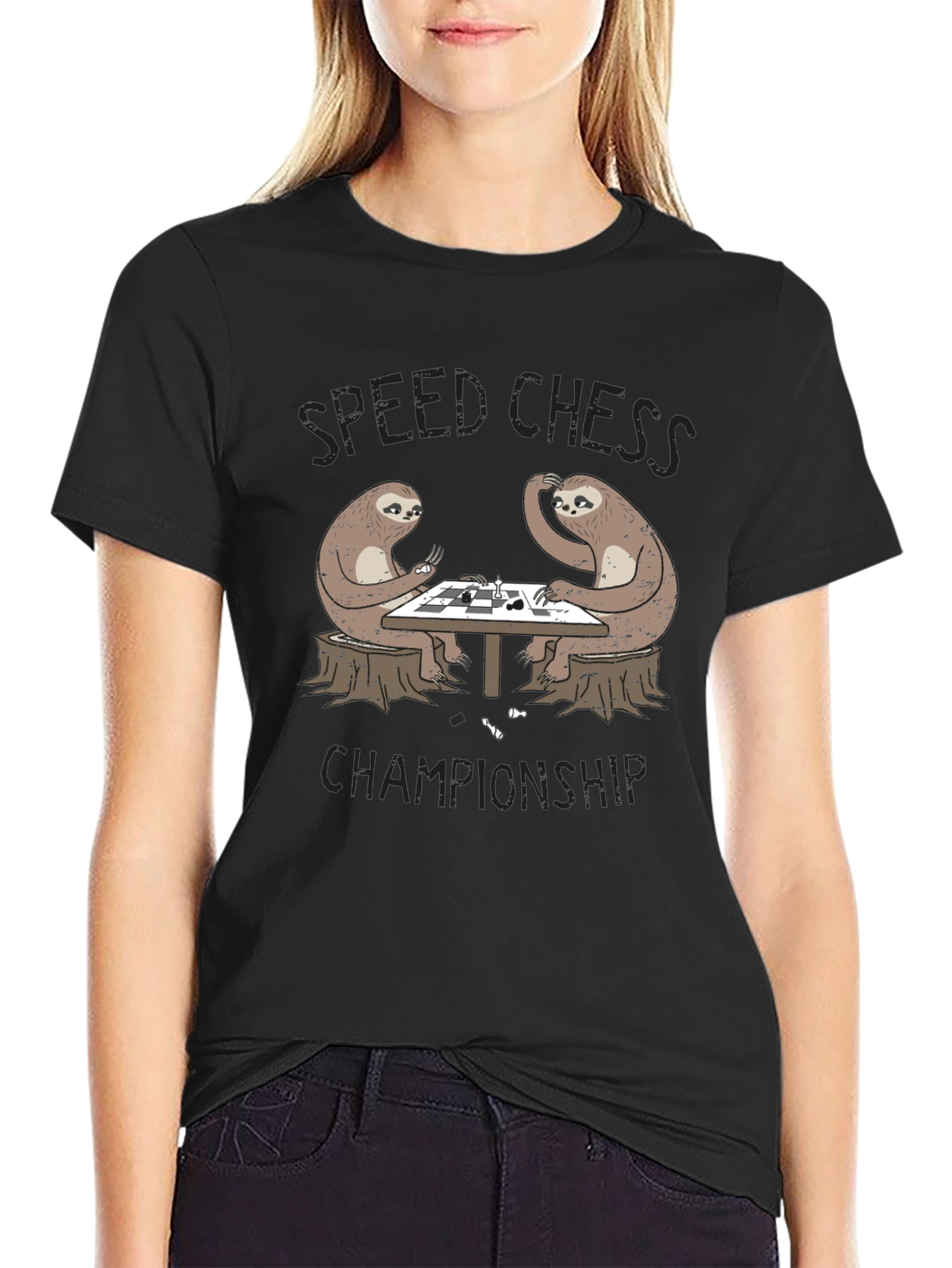 Sloth Speed Chess Championship Graphic T-Shirt
