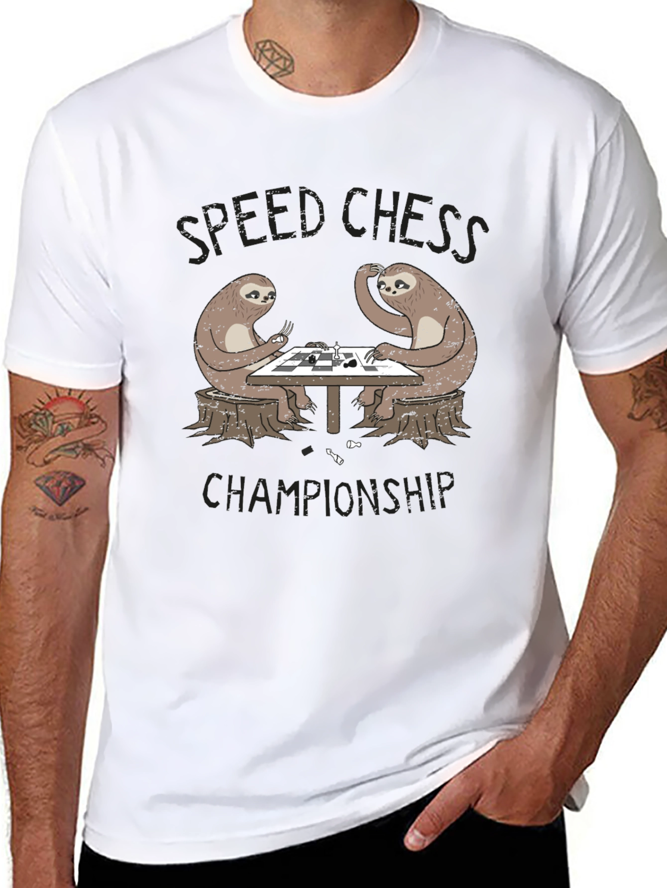 Sloth Speed Chess Championship Graphic T-Shirt