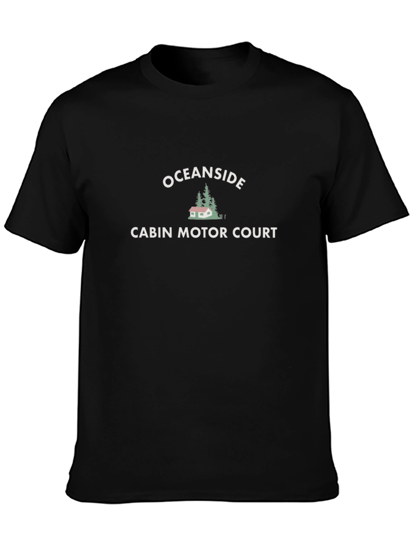 Oceanside Cabin Motor Court Black Graphic T-Shirt