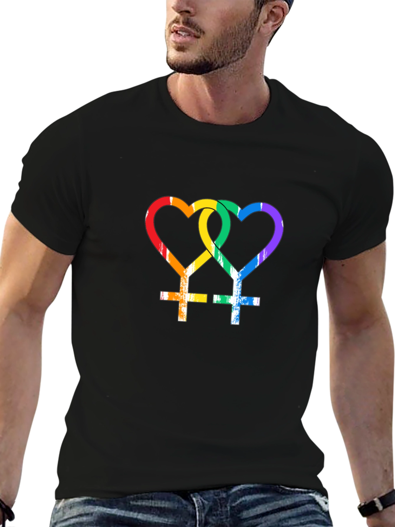 LGBT Lesbian Pride Rainbow Heart T-Shirt