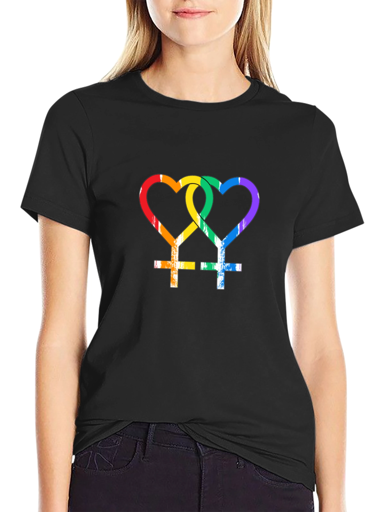 LGBT Lesbian Pride Rainbow Heart T-Shirt